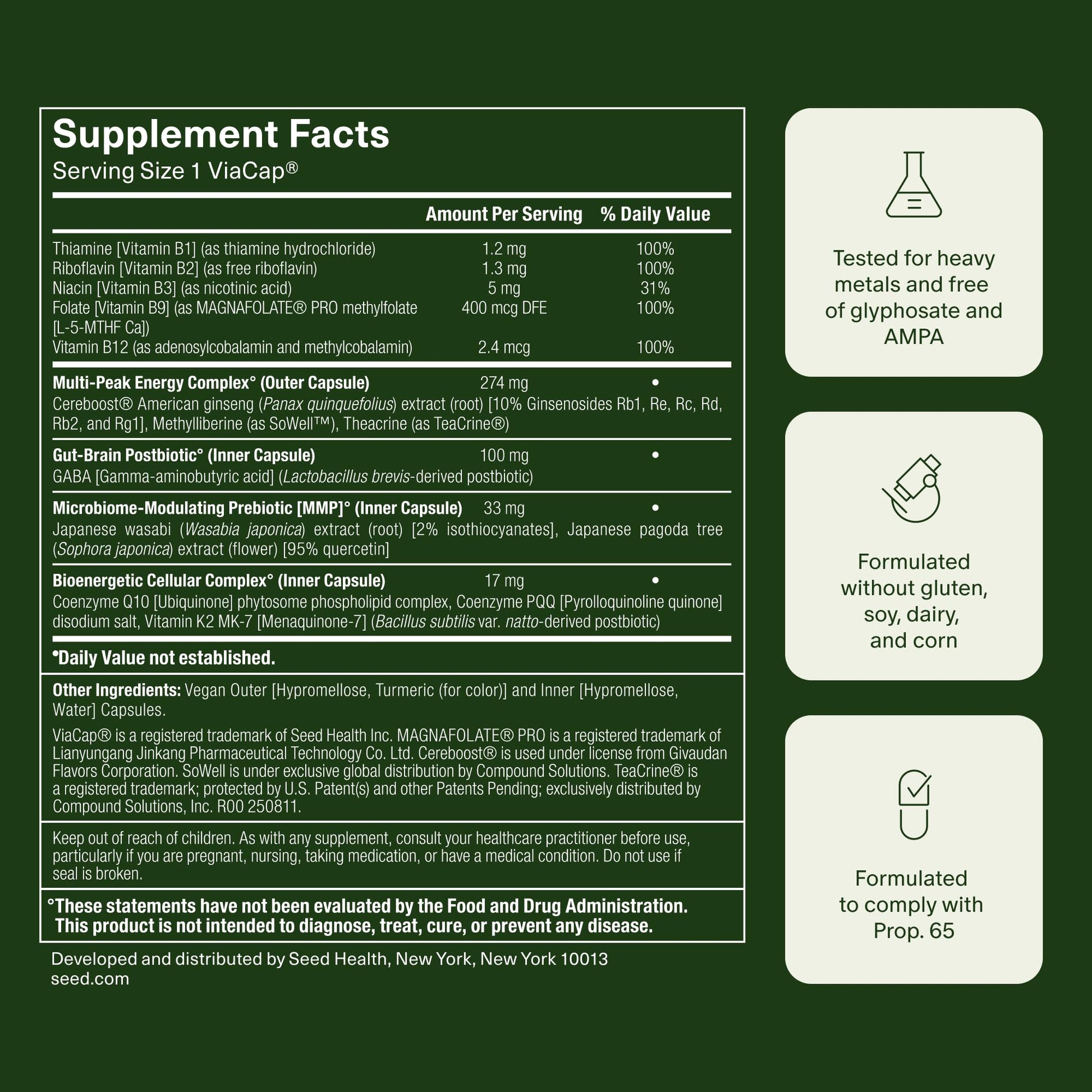 Seed AM-02 Energy + Focus - Daily Nootropic Supplement for Women & Men - Fast-Acting & Sustained Energy for Up to 6 Hours - Caffeine-Free Vegan & Shelf-Stable - 30 Capsules (30-Day Supply) Visit the Seed Store uk supplements