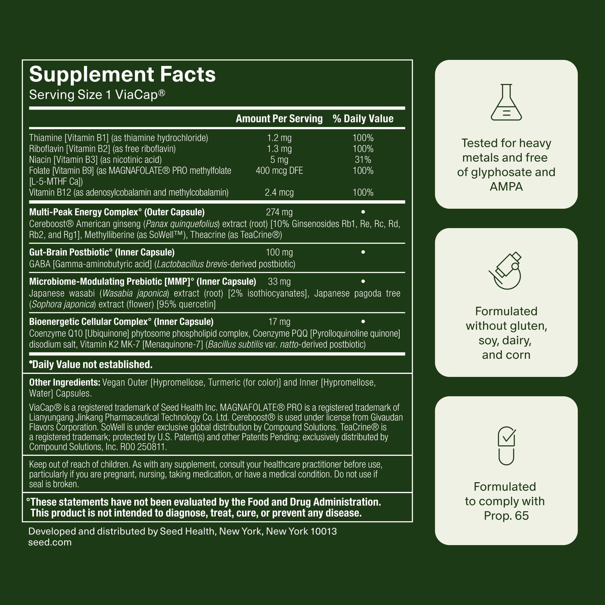 Seed AM-02 Energy + Focus - Daily Nootropic Supplement for Women & Men - Fast-Acting & Sustained Energy for Up to 6 Hours - Caffeine-Free Vegan & Shelf-Stable - 30 Capsules (30-Day Supply) Visit the Seed Store uk supplements