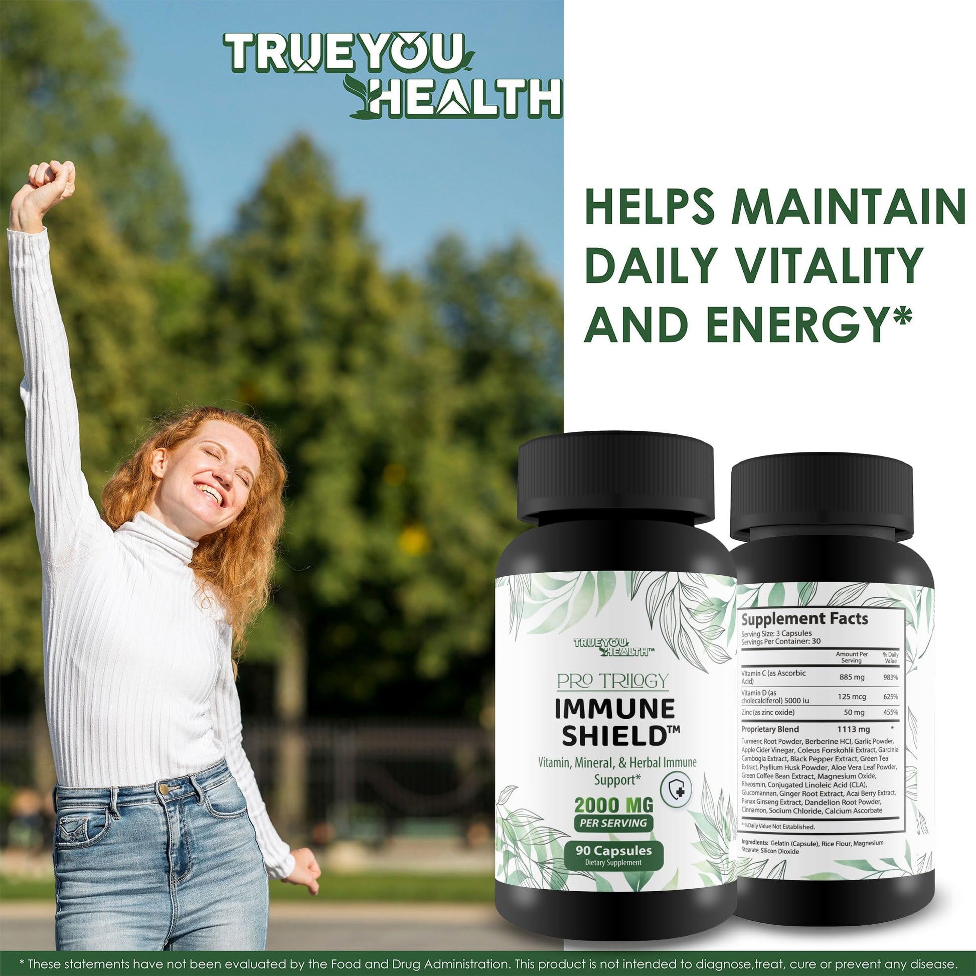 Pro Trilogy Immune Shield - Our Best Immune Support Supplement - Immune Support Capsules - Immune Boost Pills - Our Best Immune Pills Nature Vitamin D Zinc C Best Immune Support Vitamins True You Health uk supplements