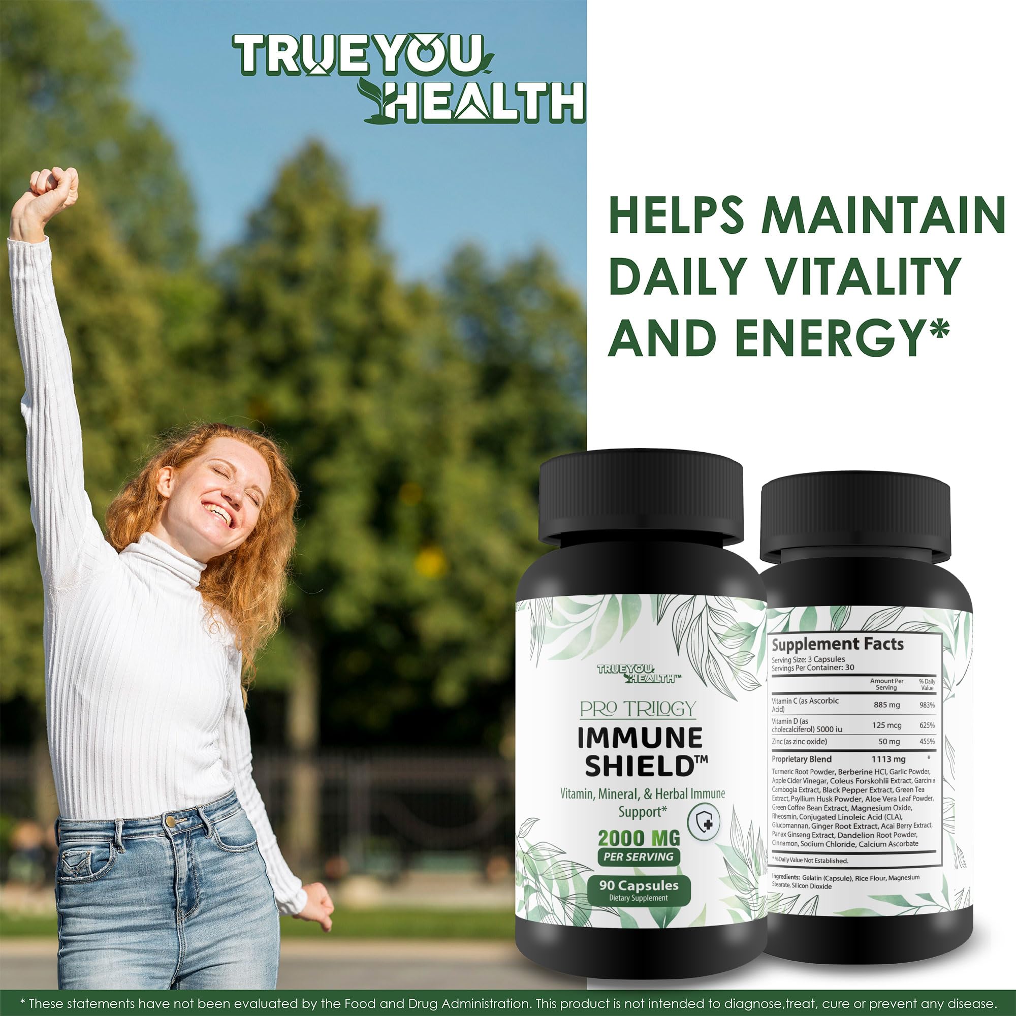 Pro Trilogy Immune Shield - Our Best Immune Support Supplement - Immune Support Capsules - Immune Boost Pills - Our Best Immune Pills Nature Vitamin D Zinc C Best Immune Support Vitamins True You Health uk supplements