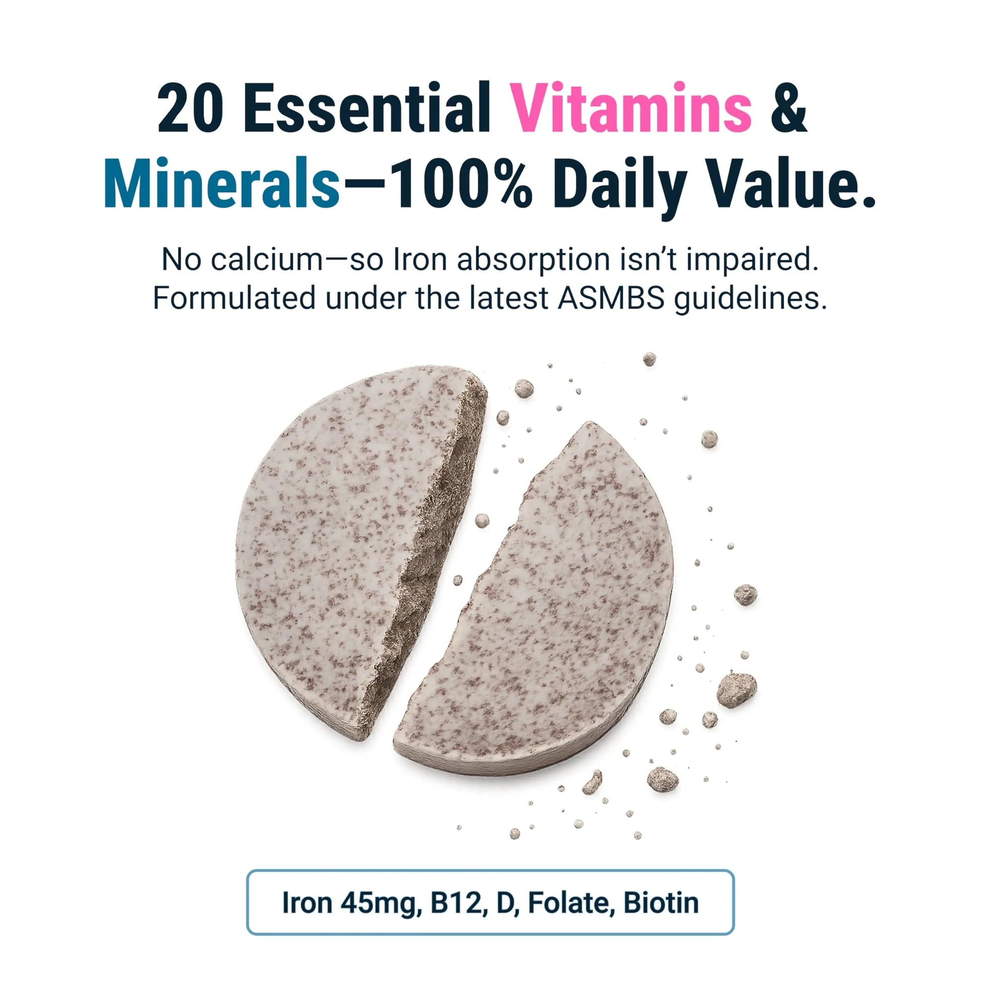 BariatricPal Multivitamin ONE 1 per Day! Bariatric Multivitamin Chewable with 45 mg of Iron | Orange Citrus | Vitamin for Bariatric Surgery Patients BariatricPal uk supplements