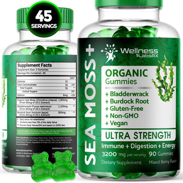 WELLNESS LABSRX Sea Moss Gummies, 3200mg Organic Seamoss, Irish Sea Moss WELLNESS LABSRX uk supplements
