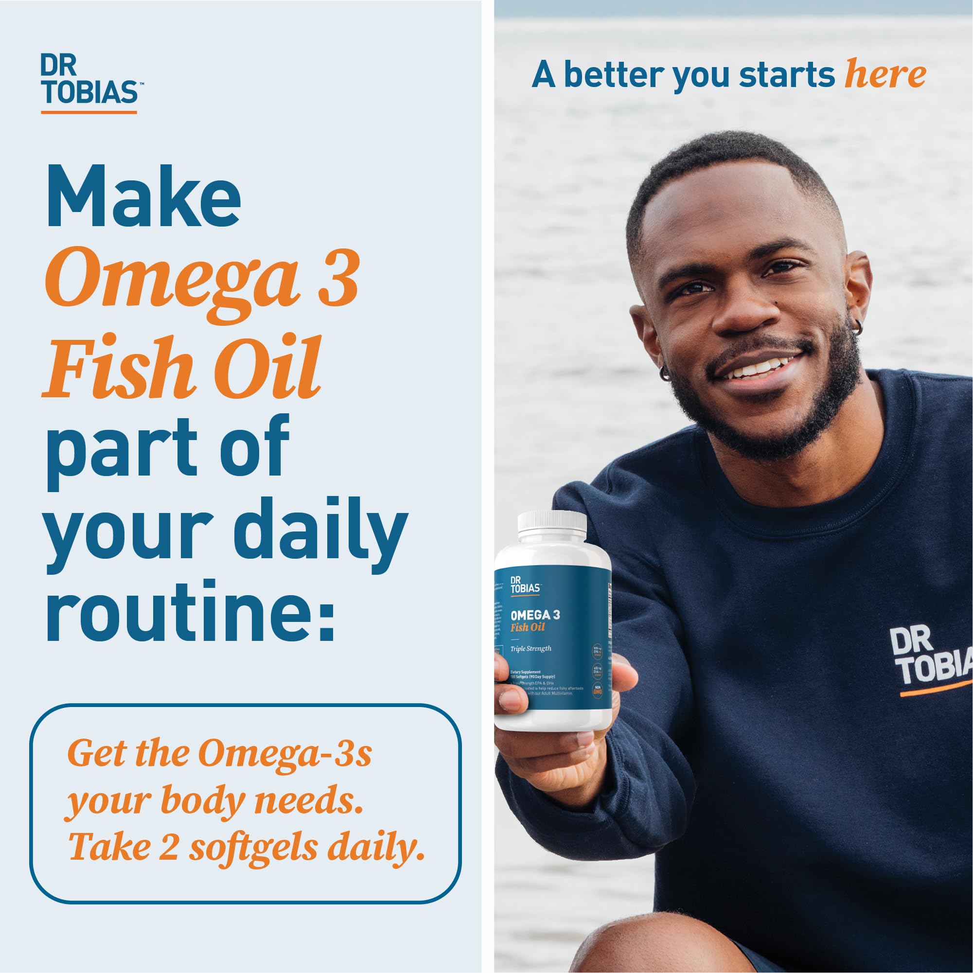 Dr. Tobias Omega 3 Fish Oil, 800 mg EPA 600 mg DHA Omega 3 Supplement for Heart Dr. Tobias uk supplements