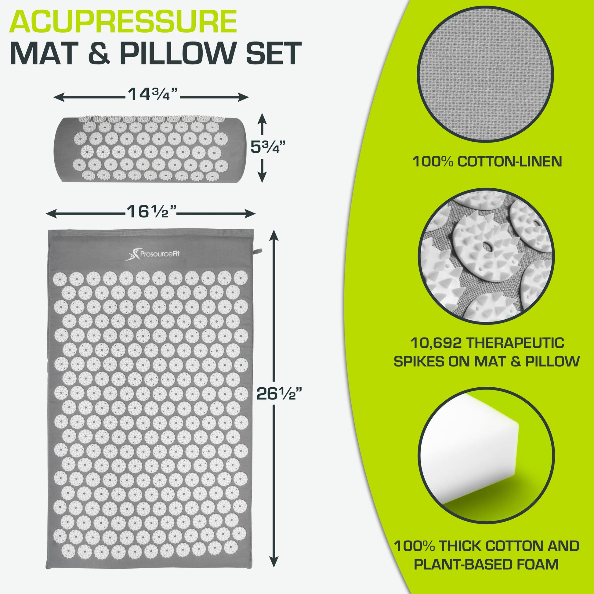 ProsourceFit Acupressure Mat and Pillow Set for Back/Neck Pain Relief and Muscle Relaxation ProsourceFit uk supplements
