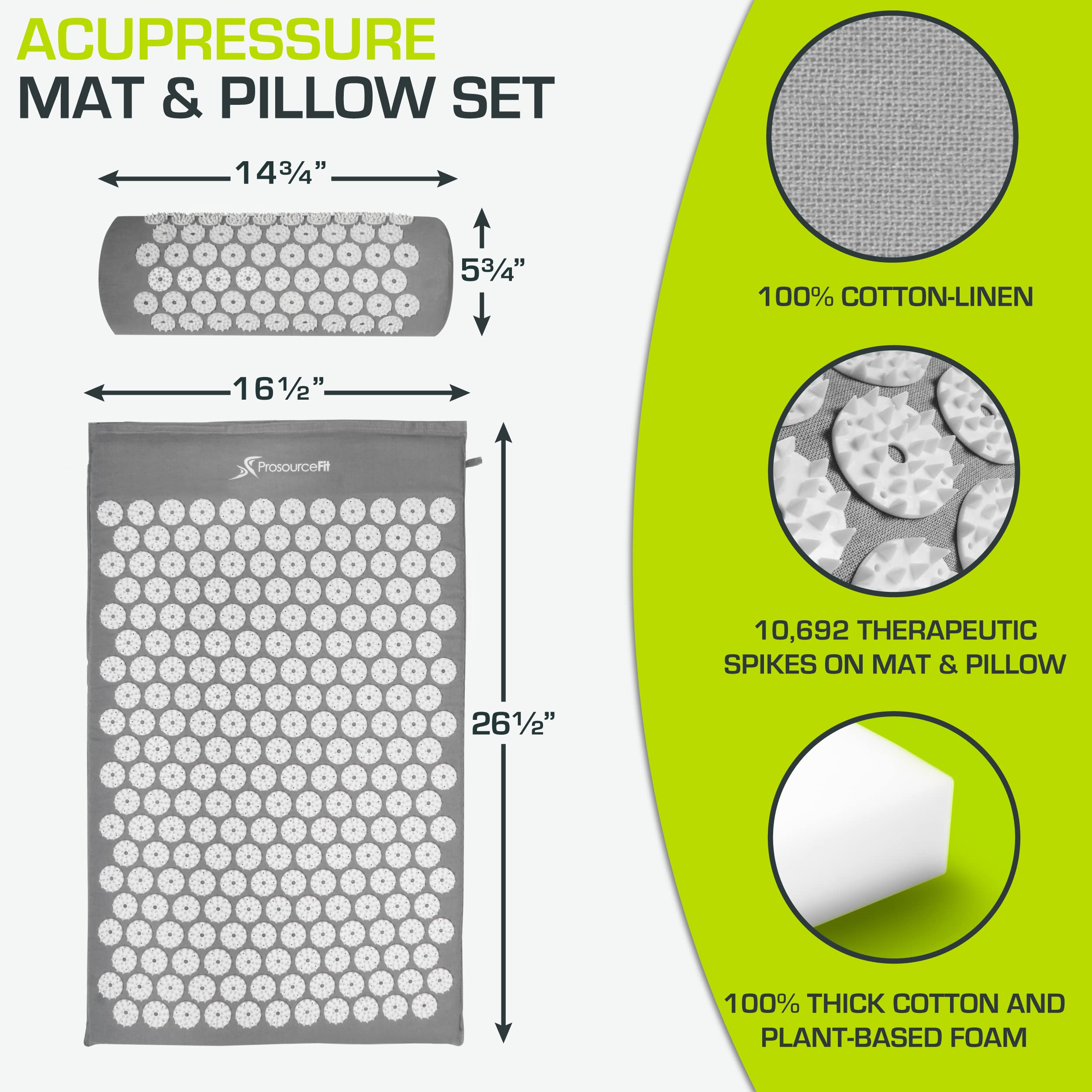 ProsourceFit Acupressure Mat and Pillow Set for Back/Neck Pain Relief and Muscle Relaxation ProsourceFit uk supplements