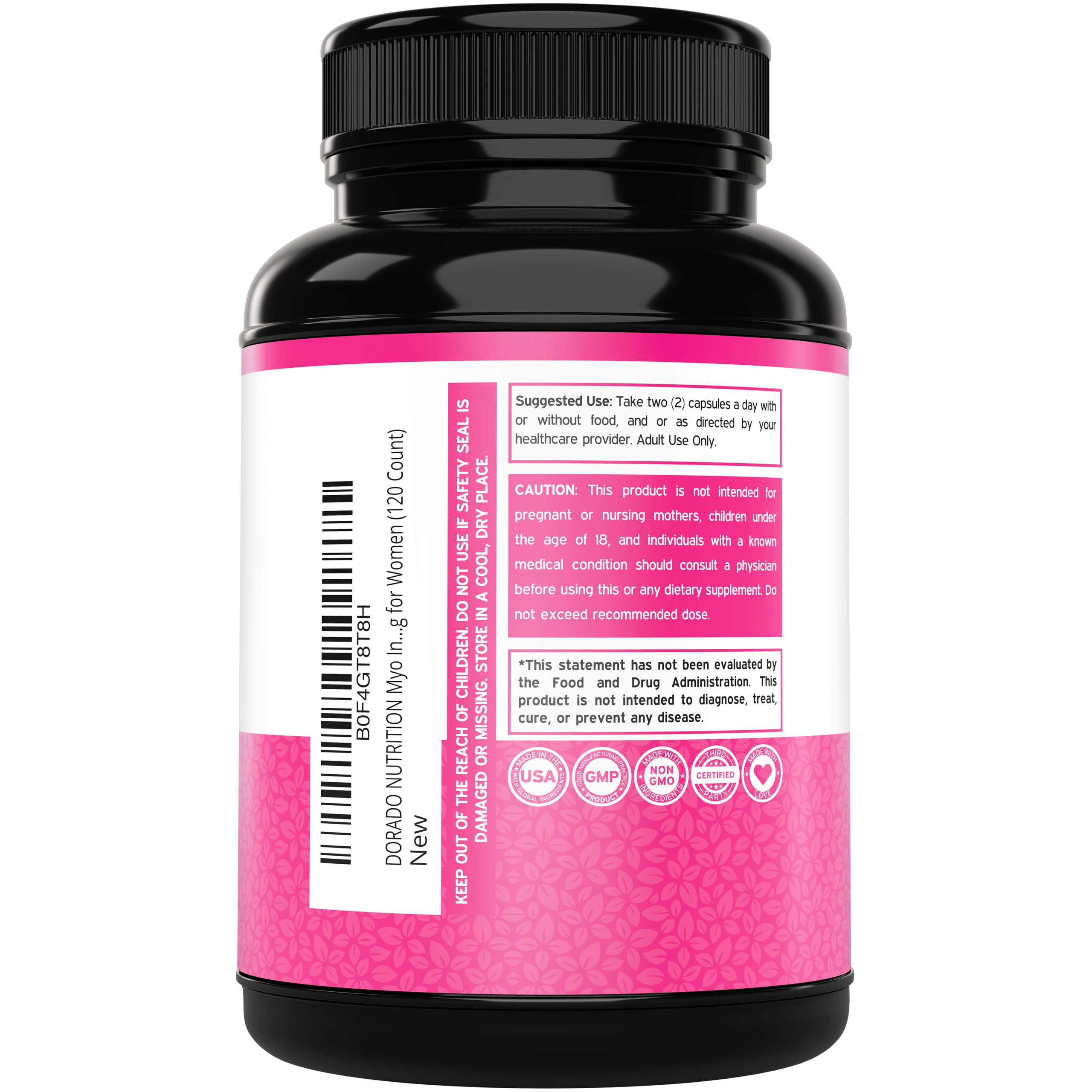Inositol Capsules (Myo Inositol) (1000mg Per Serving 120 Capsules) Myo Inositol Supplement for Women Hormone Balance Support - Vegan Safe - Third Party Tested - Gluten Free & Made in USA (120 Count) DORADO NUTRITION uk supplements