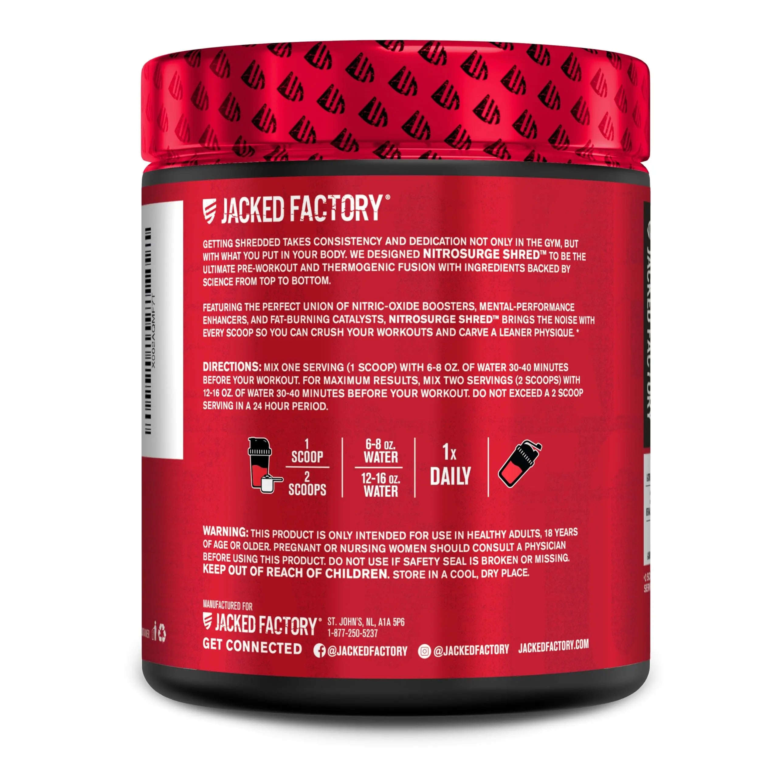 Jacked Factory NITROSURGE Shred Pre Workout Supplement - Energy Booster, Instant Strength Gains, Sharp Focus, Powerful Pumps - Nitric Oxide Booster & PreWorkout Powder - 30Sv, Fruit Punch Jacked Factory uk supplements