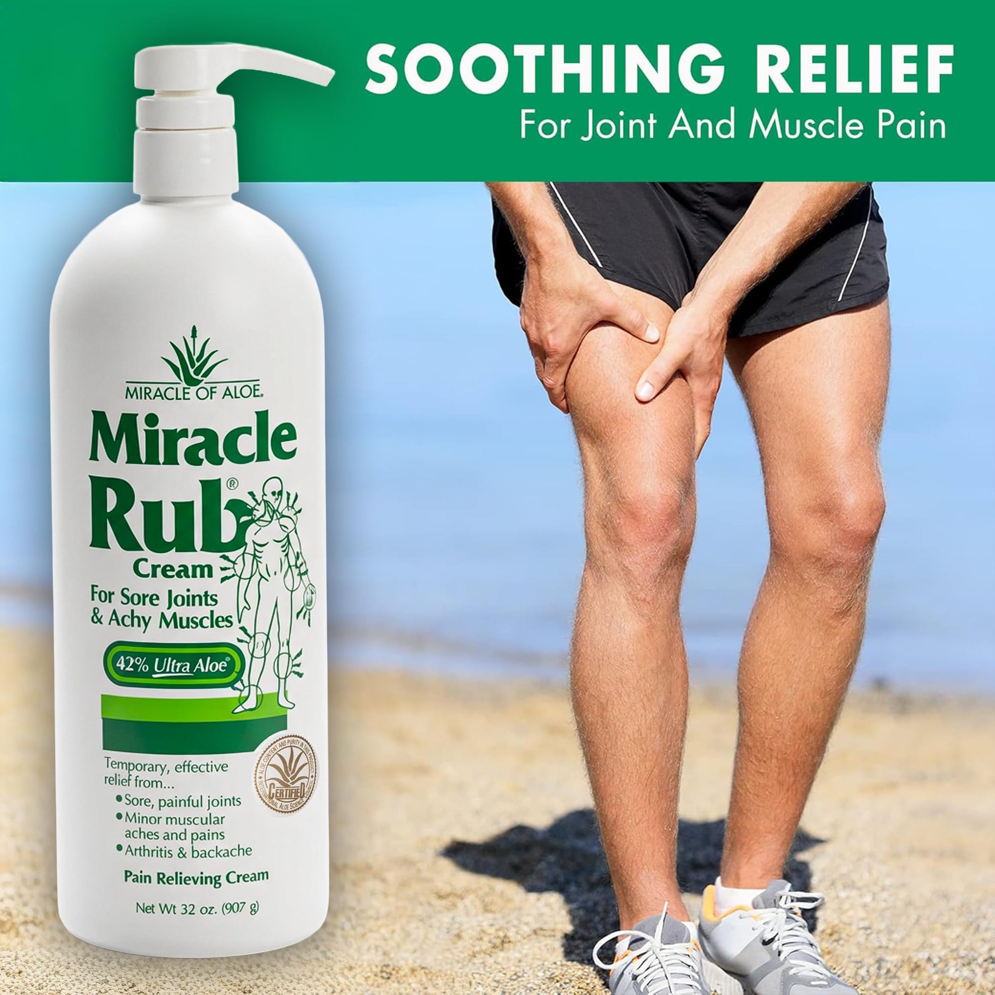 Miracle of Aloe Miracle Rub Pain Relieving Cream 32 oz, Fast & Effective Relief for Arthritis, Muscle, and Joint Pain - Maximum Strength UltraAloe Formula, Topical Analgesic Miracle of Aloe uk supplements