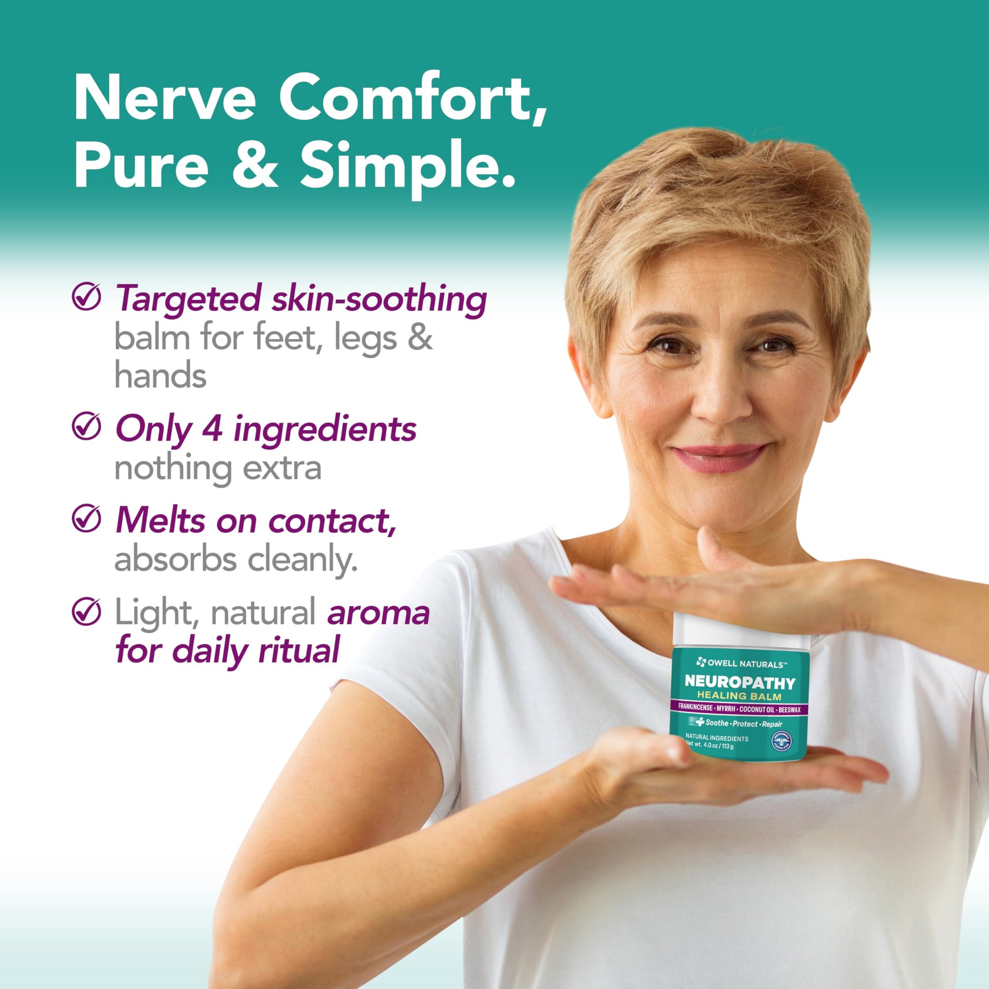 OWELL NATURALS Neuropathy Healing Balm, Fast Acting, with Frankincense, Myrrh, Coconut Oil & Beeswax, Natural Ingredients – Soothe, Protect & Repair, 4 oz (Pack of 1) Owell Naturals uk supplements