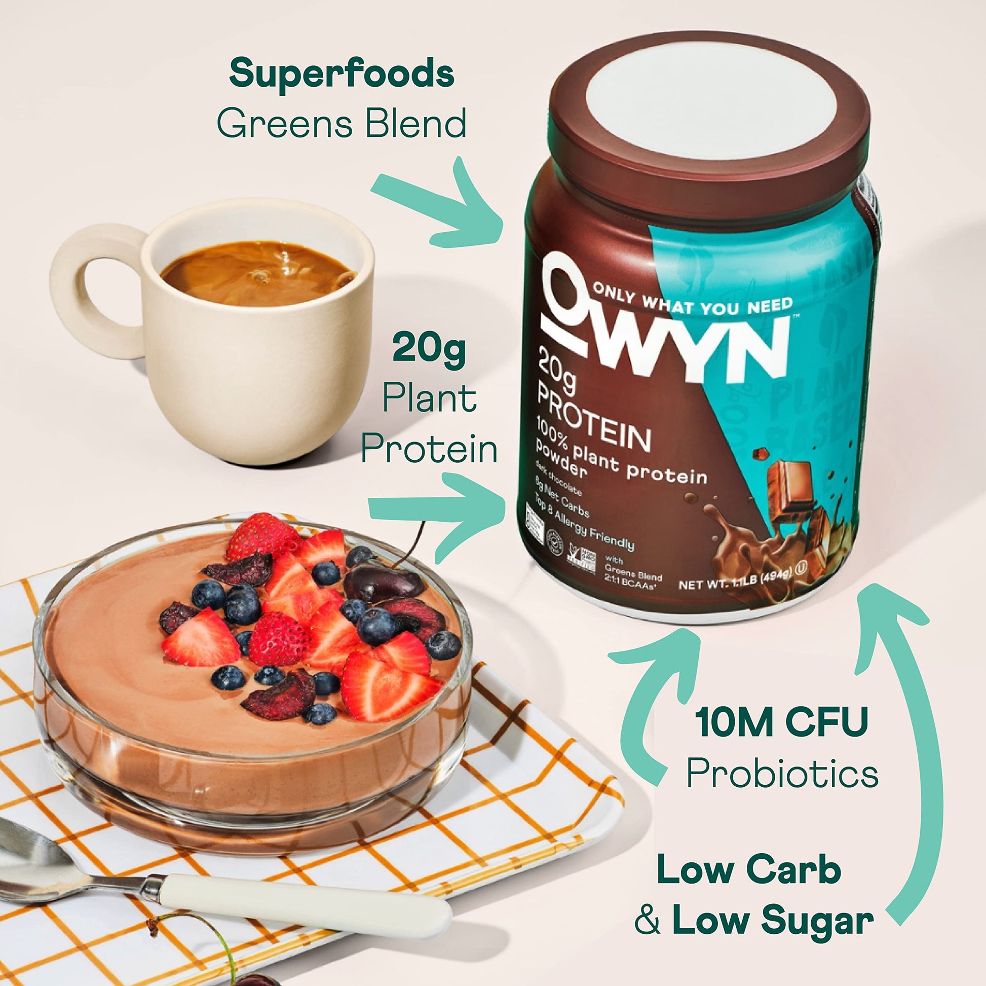 OWYN Only What You Need Vegan Protein Powder, 20g Plant Based Protein, Probiotics OWYN Only What You Need uk supplements