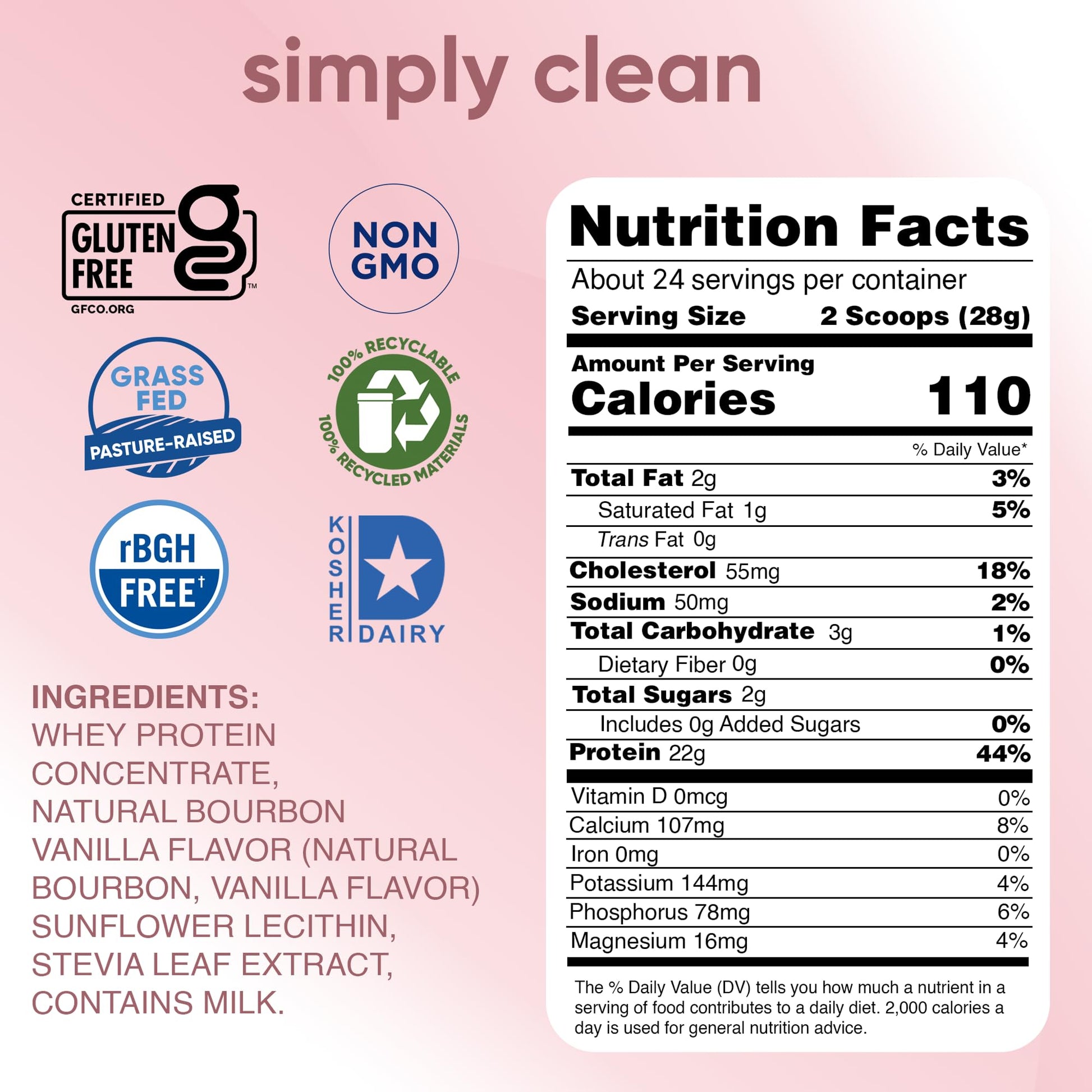 simply tera's Pure Whey Protein Powder - Grass Fed Vanilla Whey Protein Powder, Clean, Made Without Artificial Sweeteners, Non-GMO, Kosher, rBGH-Free, Soy-Free - 24 Oz simply tera's uk supplements
