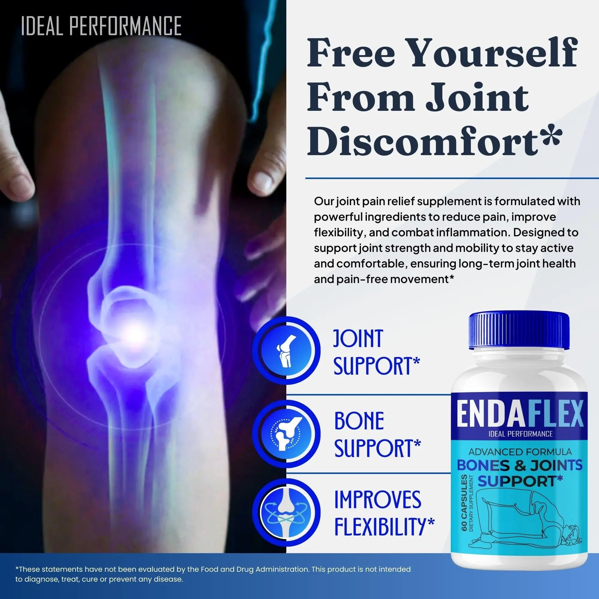 Endaflex Capsules, Advanced Joint Support Supplement Pills for Mobility and Comfort - Maximum Strength, Official Enda Flex Joint Support All Natural Formula, Premium Enda-Flex Reviews (3 Pack) IDEAL PERFORMANCE uk supplements