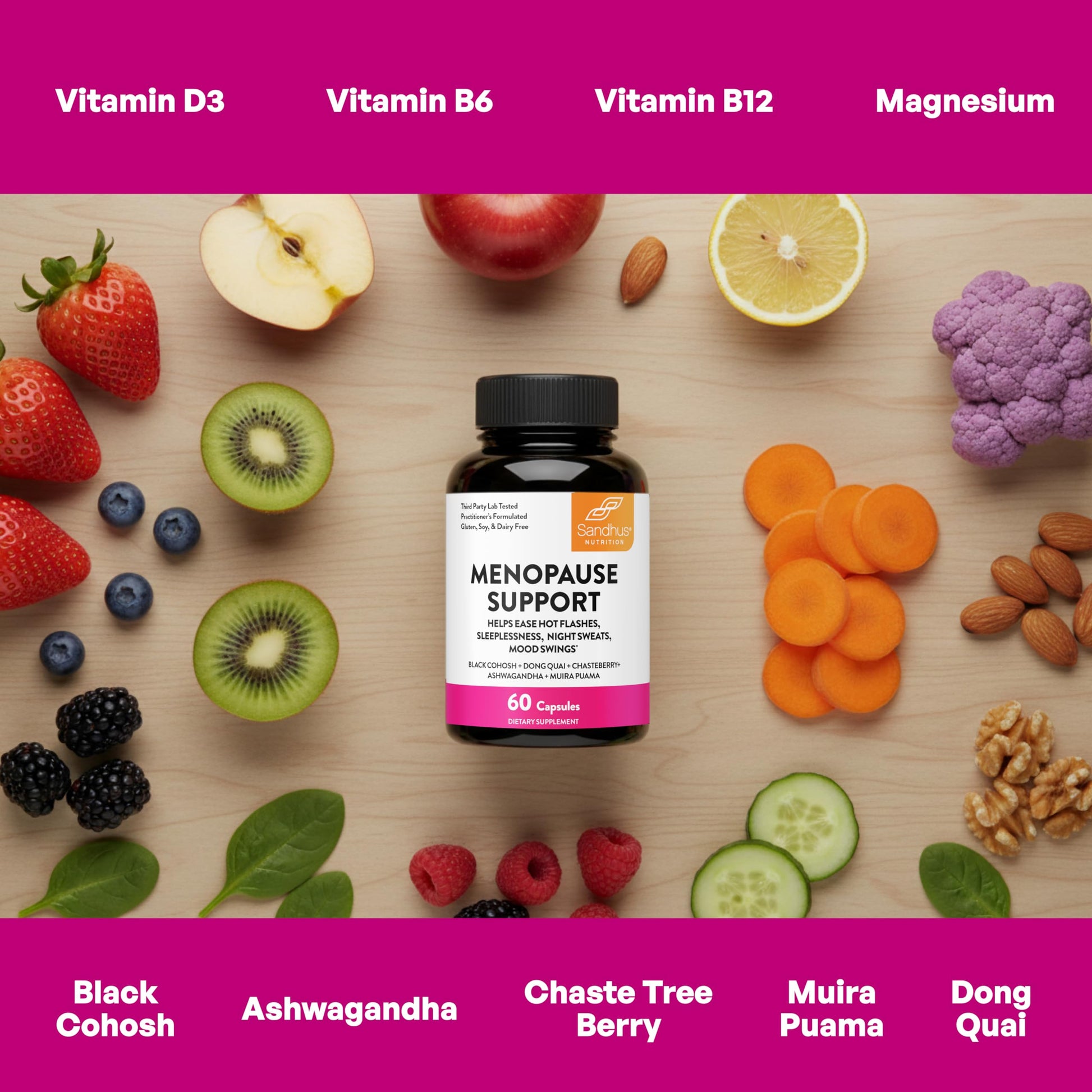Complete Menopause Support Supplement For Women | With Ashwagandha, Black Cohosh, Dong Quai & Muira Puama | Helps Easing Hot Flashes, Night Sweats, Mood Swings, Hormone Balance & Harmony | 60 Capsules Sandhu's uk supplements