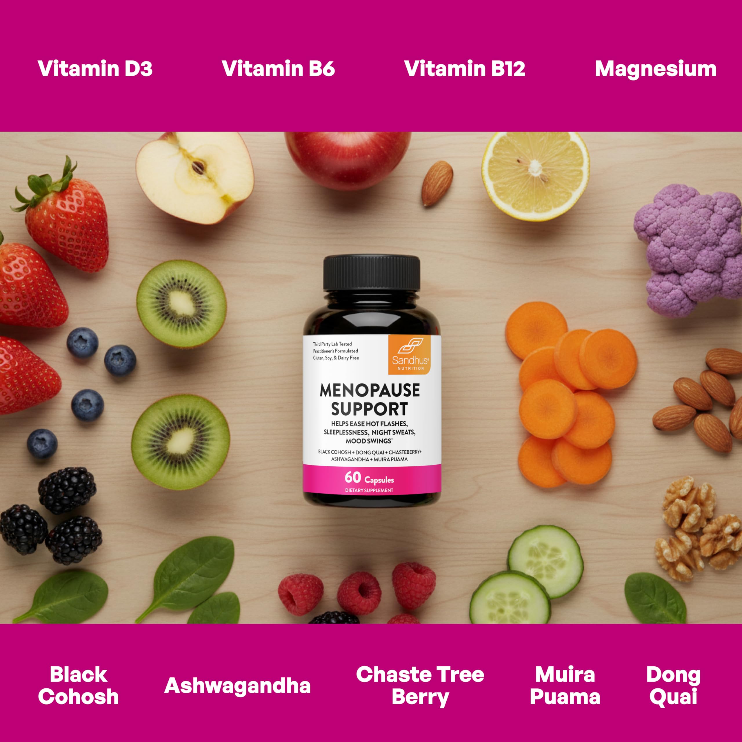 Complete Menopause Support Supplement For Women | With Ashwagandha, Black Cohosh, Dong Quai & Muira Puama | Helps Easing Hot Flashes, Night Sweats, Mood Swings, Hormone Balance & Harmony | 60 Capsules Sandhu's uk supplements