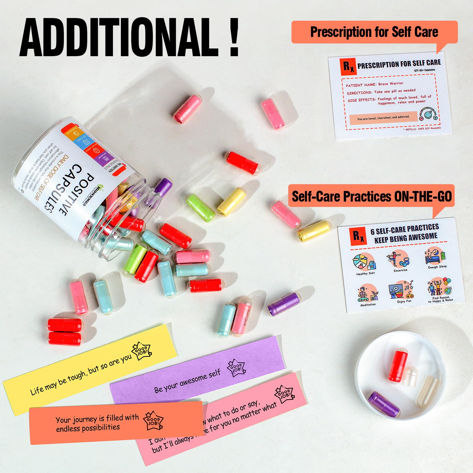 HIONXMGA Positive Messages in a Bottle (60+ Positive Affirmations),Self Care Gifts for Women Men HIONXMGA uk supplements