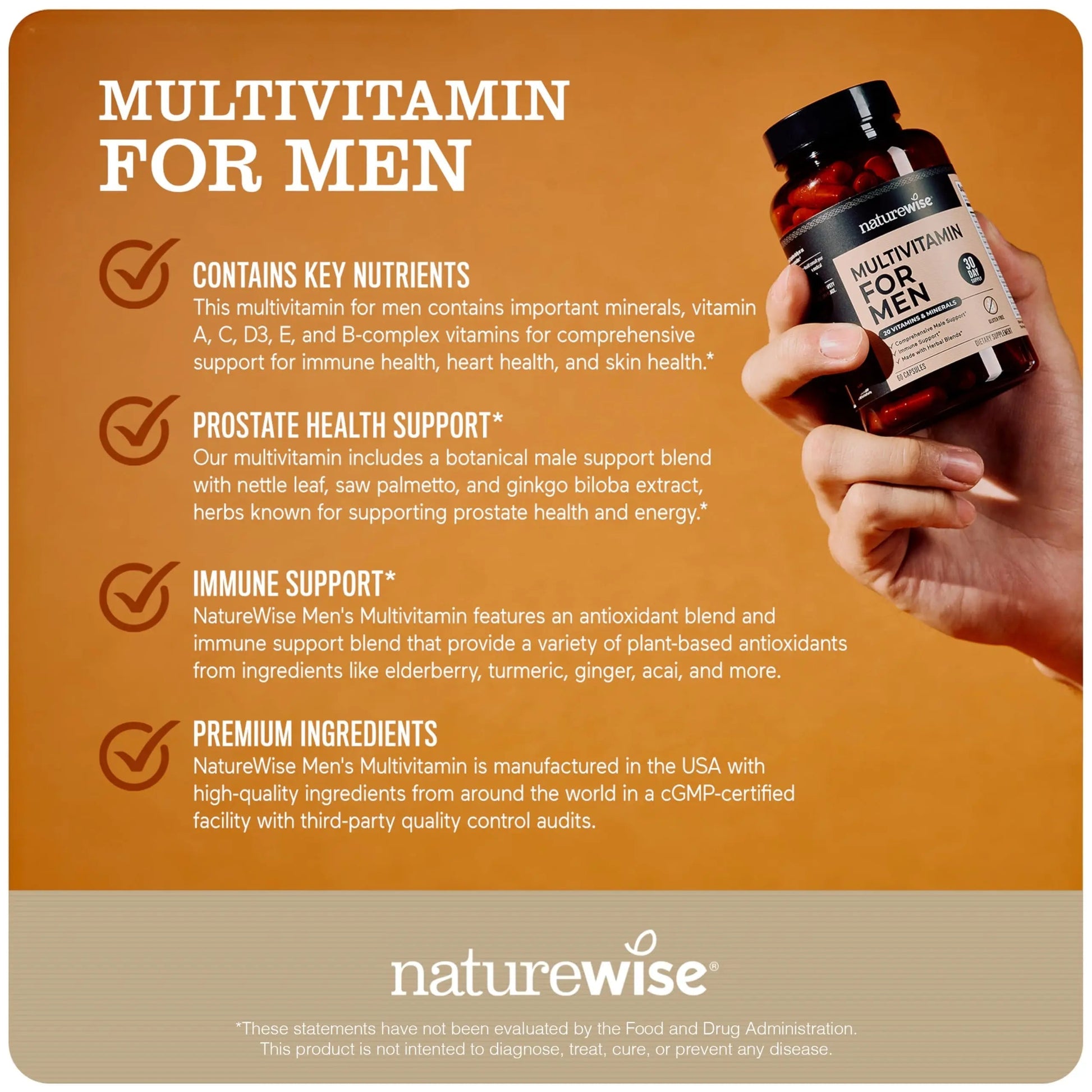NatureWise [1] Multivitamin for Men - Non-GMO - 90 Capsules[45-Day Supply] + [1] Magnesium Glycinate 625mg - Chelated Magnesium - 30 Capsules[30-Day Supply] NatureWise uk supplements