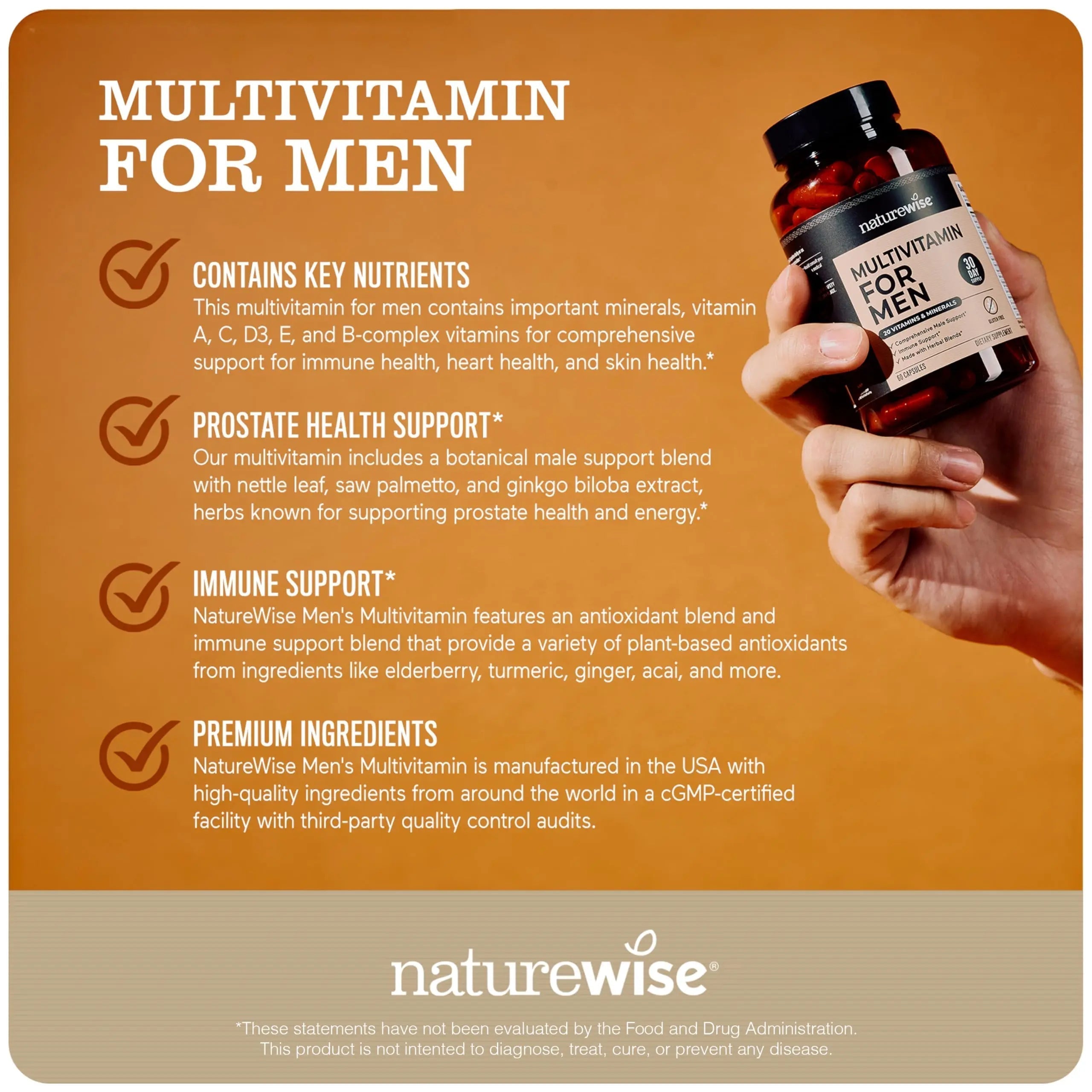 NatureWise [1] Multivitamin for Men - Non-GMO - 90 Capsules[45-Day Supply] + [1] Magnesium Glycinate 625mg - Chelated Magnesium - 30 Capsules[30-Day Supply] NatureWise uk supplements