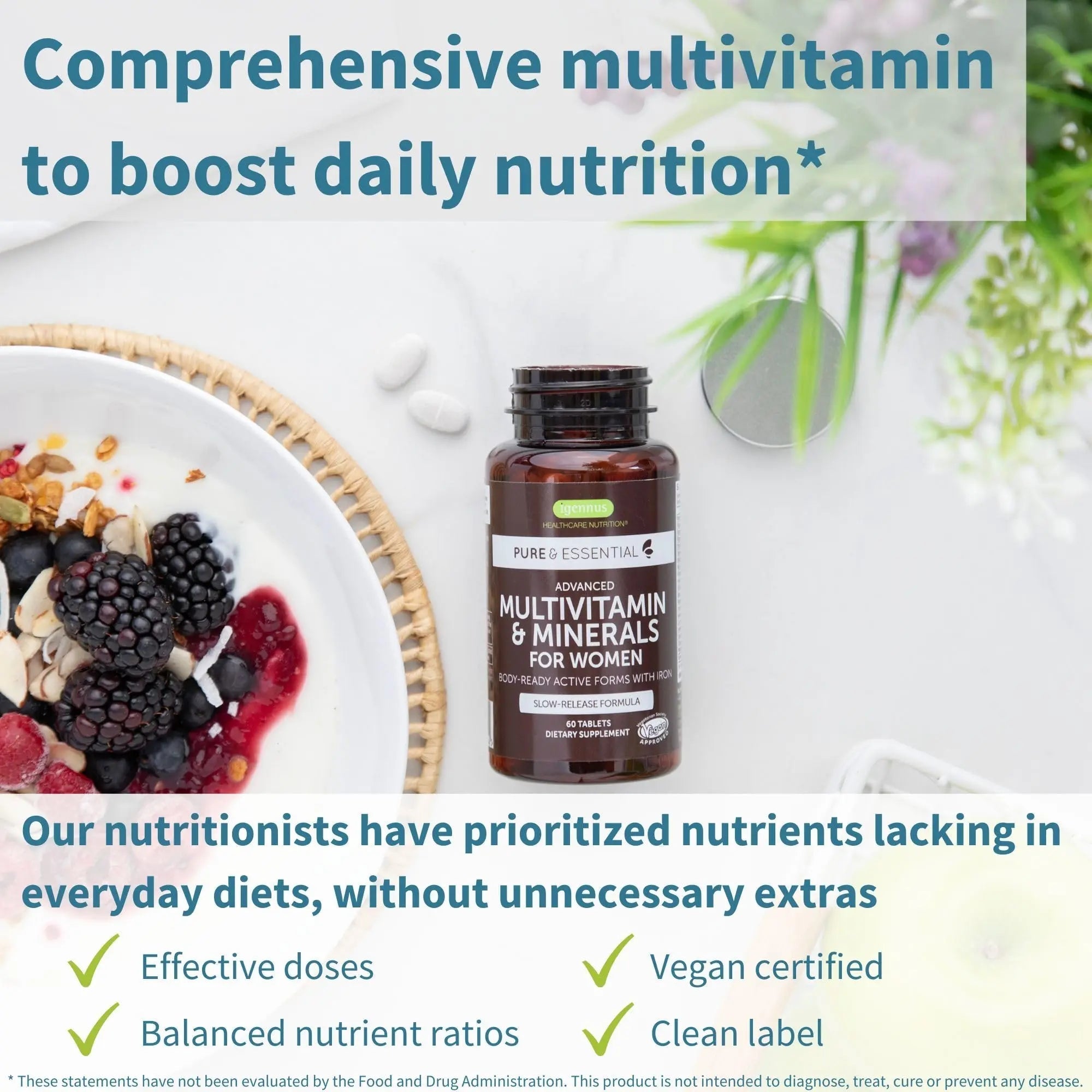 Multivitamin & Minerals for Women + Advanced Kids Multivitamin Gummy Vegan Bundle, with Methylated B-Vitamins, Vitamin A, C, D3 & E Igennus Healthcare Nutrition uk supplements