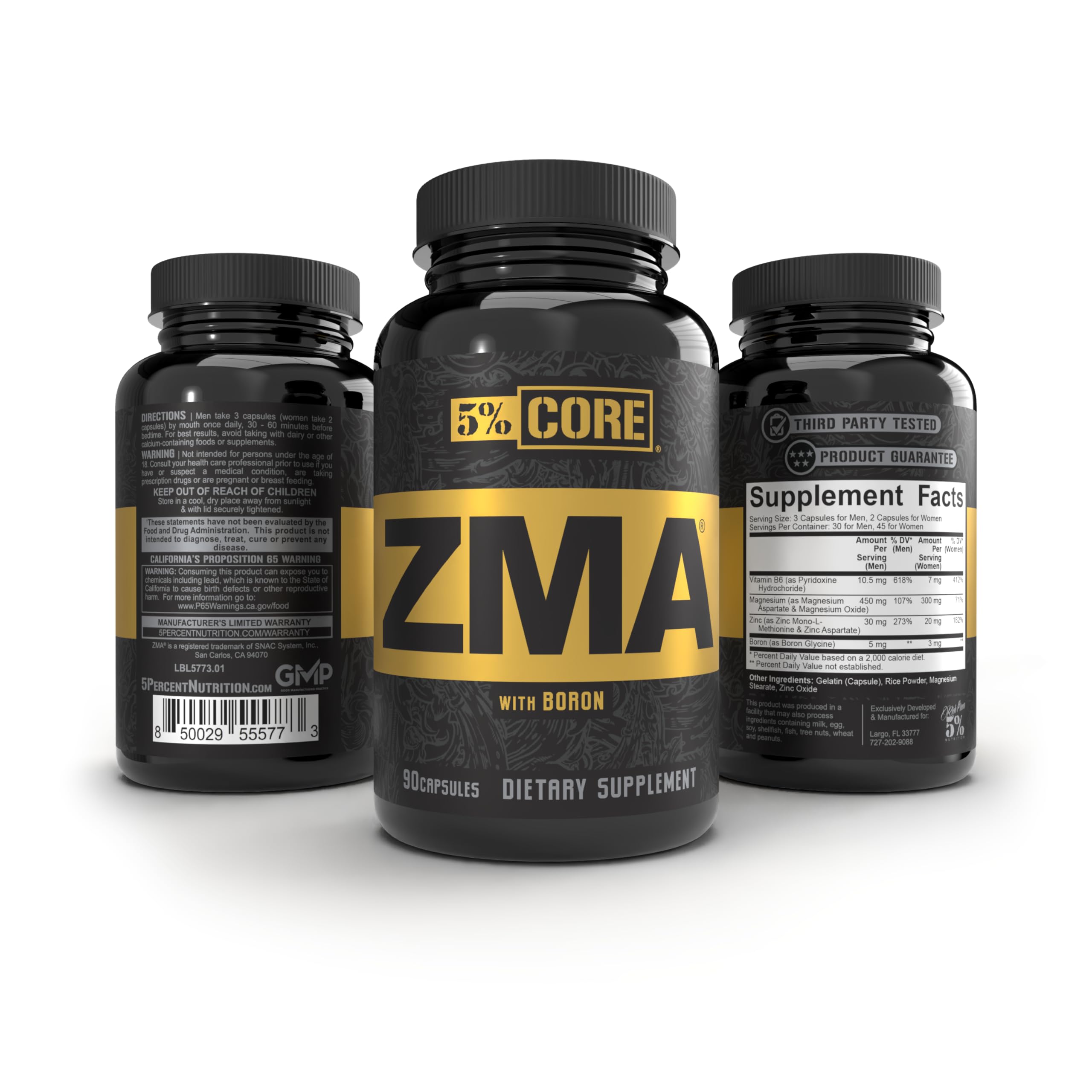 5% Nutrition Core ZMA (with Boron) | Promotes Recovery by Restoring Levels of Zinc, Magnesium & Vitamin B-6 (90 Capsules) 5% Nutrition uk supplements