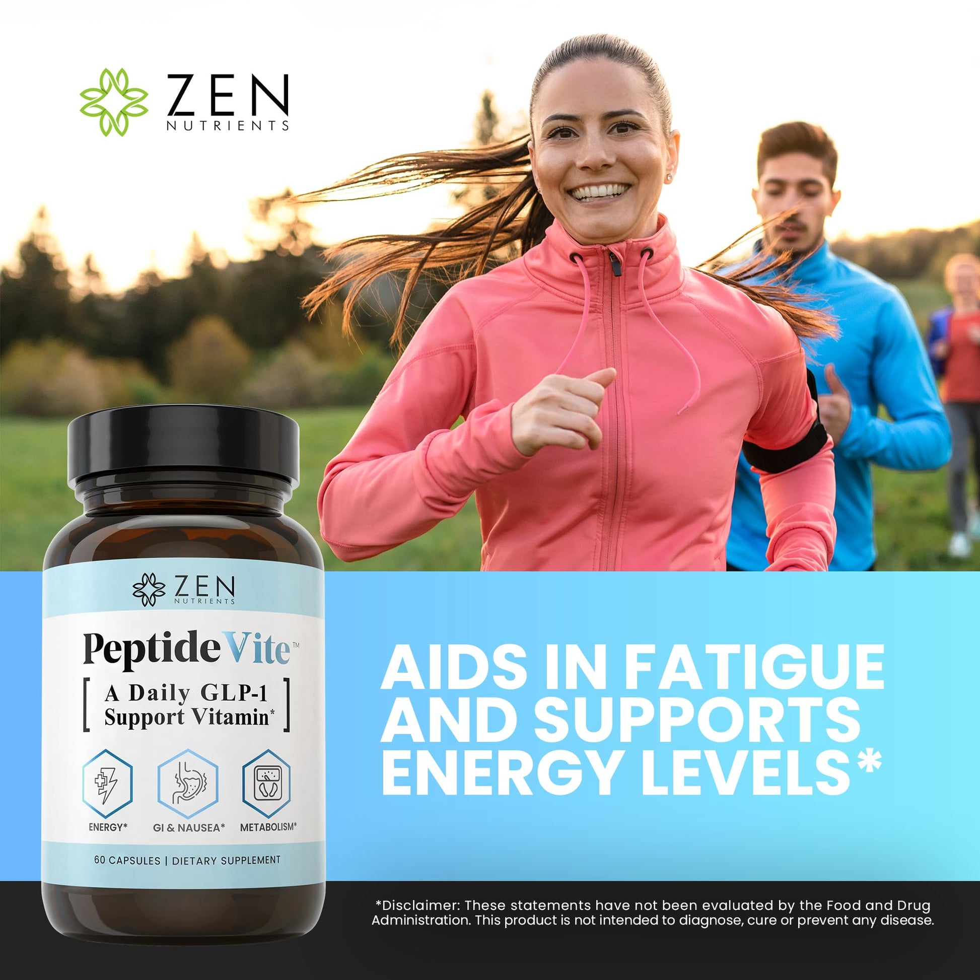 Zen Nutrients PeptideVite GLP-1 Support Vitamin for Gut Health with Probiotics, Bromelain, Chromium Picolinate & Organic Ginger (60 Capsules) Zen Nutrients uk supplements