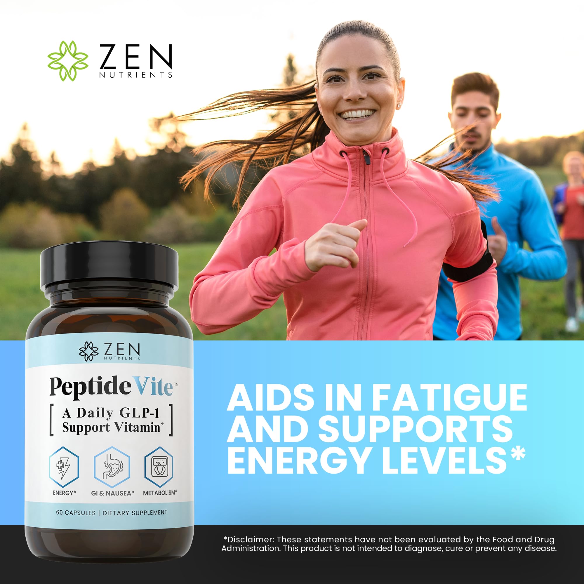 Zen Nutrients PeptideVite GLP-1 Support Vitamin for Gut Health with Probiotics, Bromelain, Chromium Picolinate & Organic Ginger (60 Capsules) Zen Nutrients uk supplements