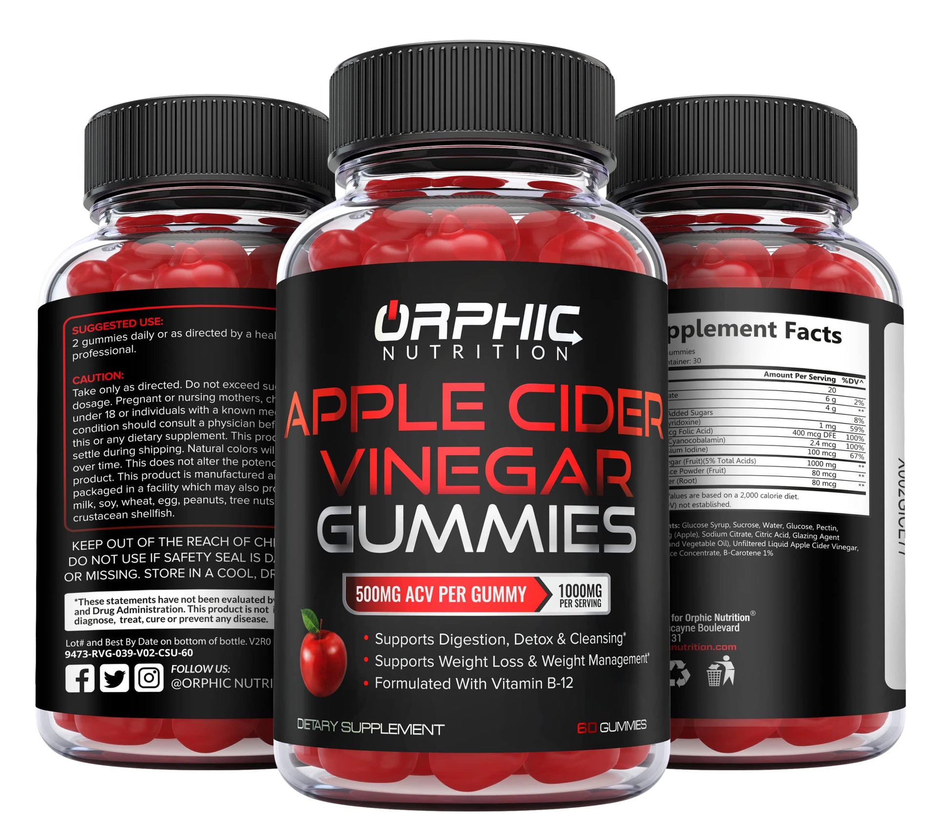 Apple Cider Vinegar Gummies - 1000mg - Formulated to Support Weight ORPHIC NUTRITION uk supplements