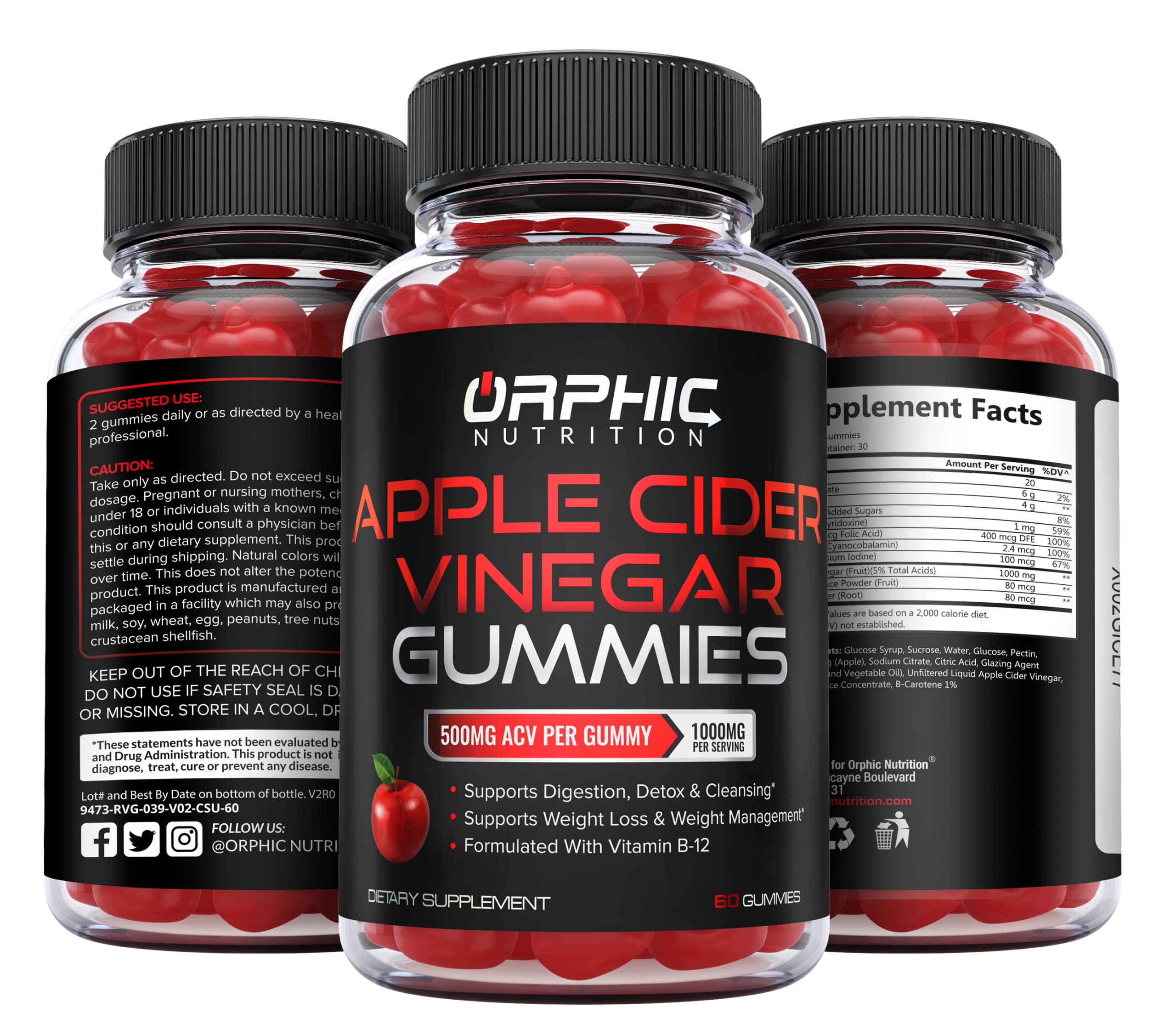 Apple Cider Vinegar Gummies - 1000mg - Formulated to Support Weight ORPHIC NUTRITION uk supplements