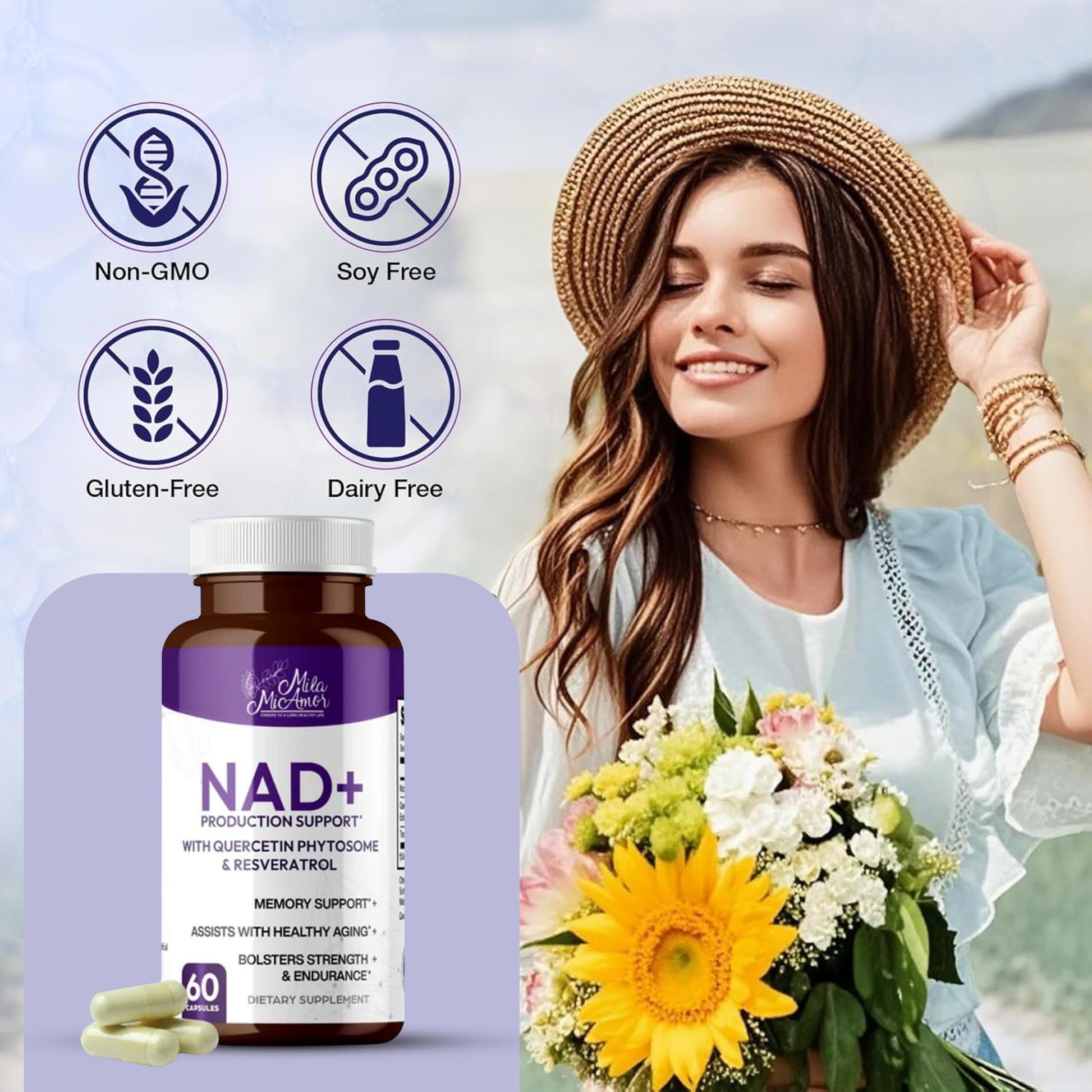 Mila Miamor NAD+ for Cellular Energy & Anti-Aging Supplement| Boost Focus, Vitality & Mitochondrial Function | Supports DNA Repair, Brain Health & Endurance | Non-GMO, Gluten-Free | 60 Capsules Mila Miamor uk supplements