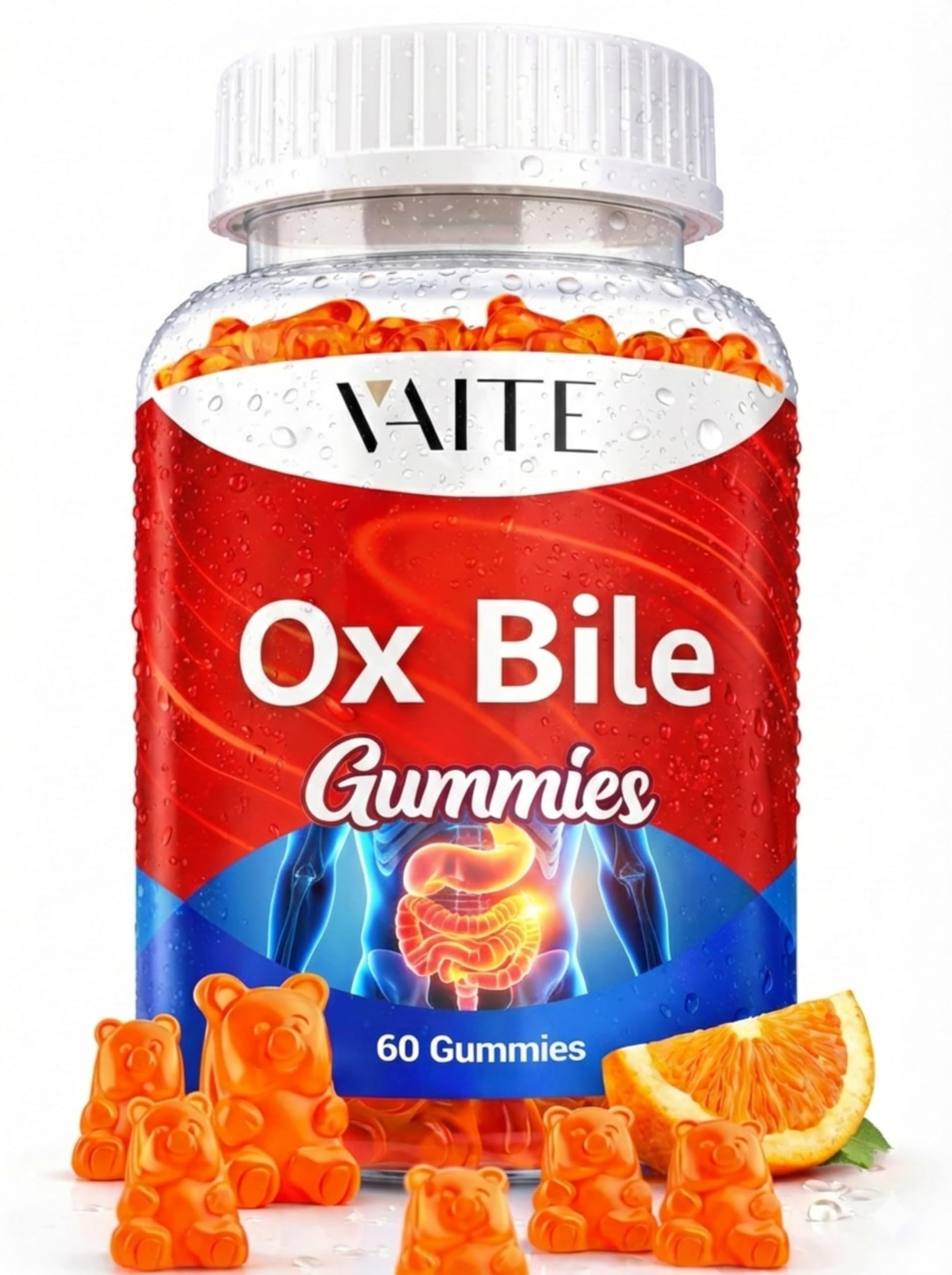 VAITE Ox Bile Gummies – 500mg Digestive Support for Gallbladder & Gut Health – Non-GMO, Sugar-Free Supplement – Helps Nutrient Absorption & Bile Flow – 60 Easy-to-Chew Bile Acid Chewables VAITE uk supplements