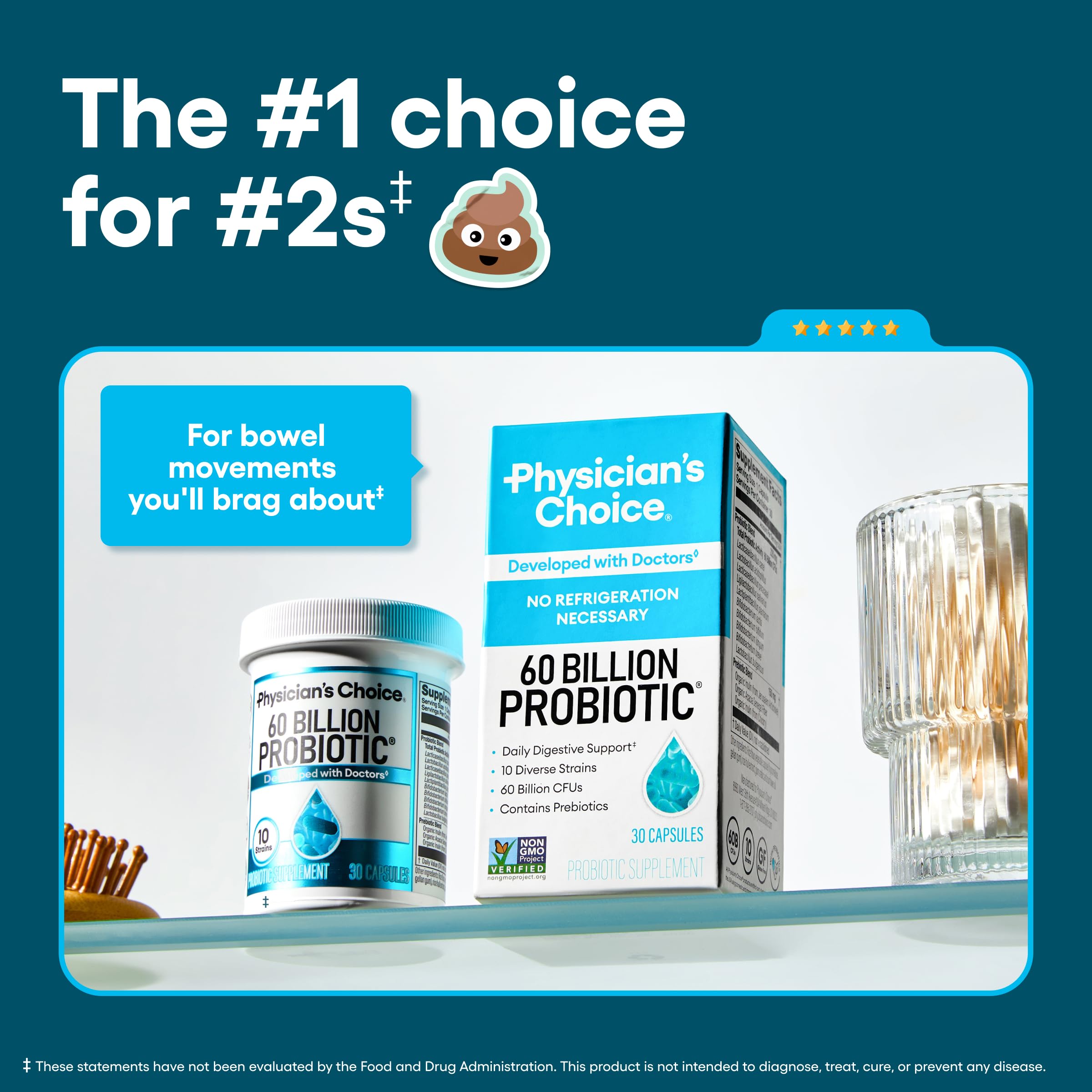 Physician's CHOICE Probiotics 60 Billion CFU - 10 Strains + Organic Prebiotics - Immune, Digestive & Gut Health - Supports Occasional Constipation, Diarrhea, Gas & Bloating - for Women & Men - 84ct Physician's CHOICE uk supplements