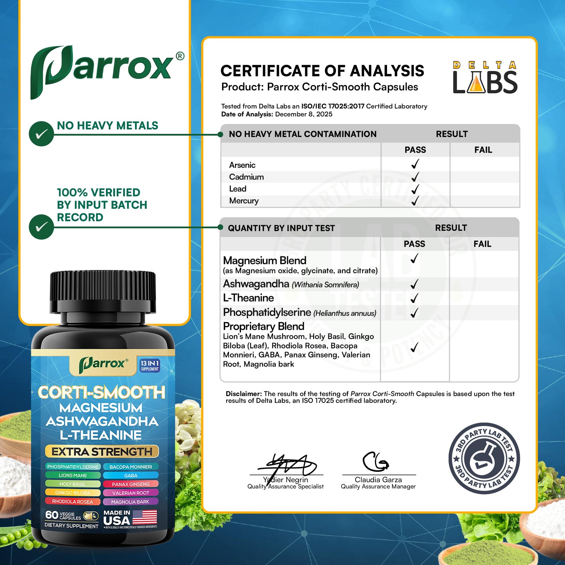 Parrox Corti-Smooth Cortisol Supplement Magnesium, L-Theanine, Ashwagandha, Phosphatidylserine, Valerian Root, Lions Mane, Bacopa Monnieri, Ginkgo Biloba, Panax Ginseng, Magnolia Bark, GABA (60 Caps) Parrox uk supplements