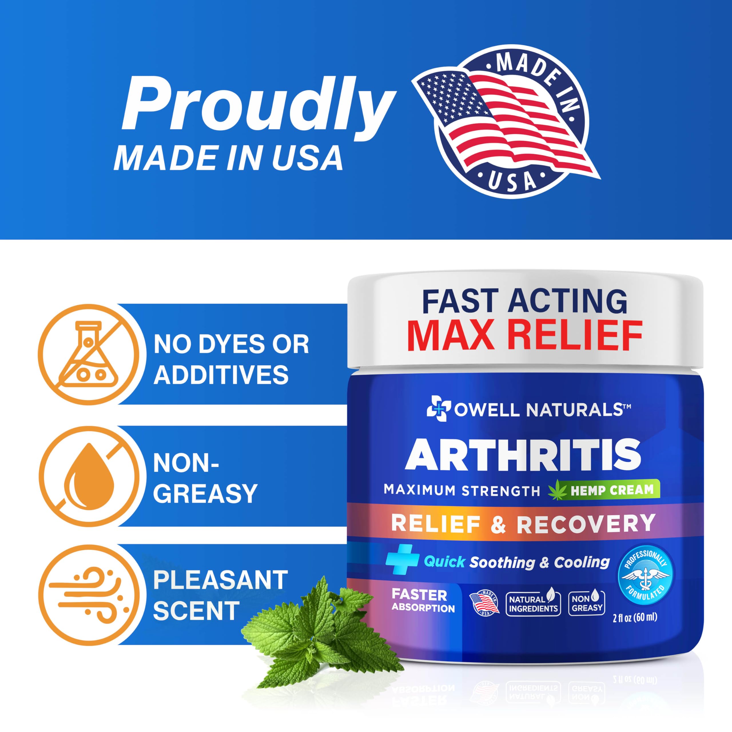 Owell Naturals Joint & Muscle Cream, Deep Penetrating, Maximum Strength Relief & Recovery for Joint & Muscles, Back, Knee, Legs, Hands, 2 Fl Oz Owell Naturals uk supplements