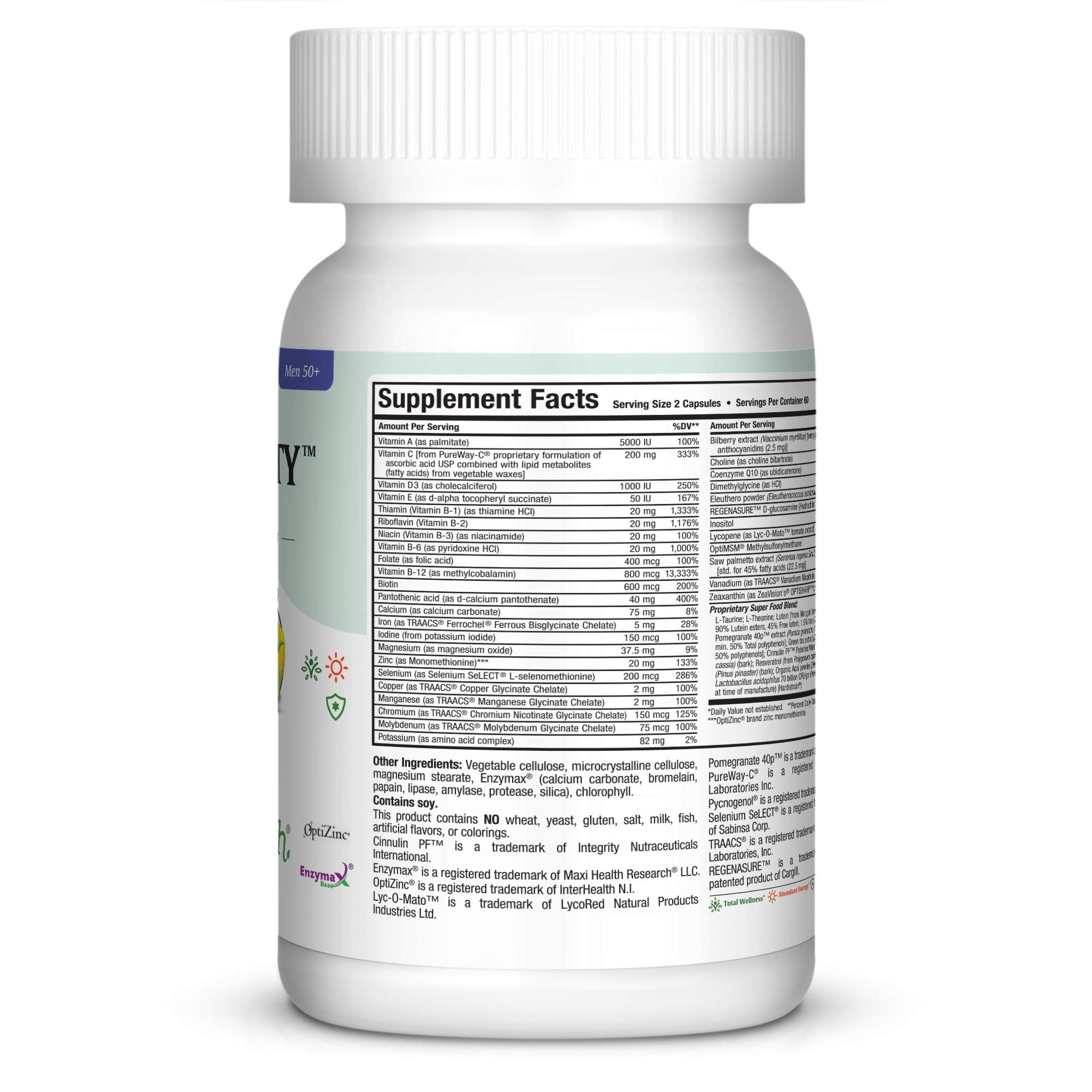 Mens Multivitamin 50 Plus – Daily Multivitamin for Men Over 50 with Vitamin B12, A, D, C, Zinc, Magnesium & More – Energy, Immune & Heart Support Mens Multi Vitamins - Non-GMO – 120 Capsules Maxi Health uk supplements