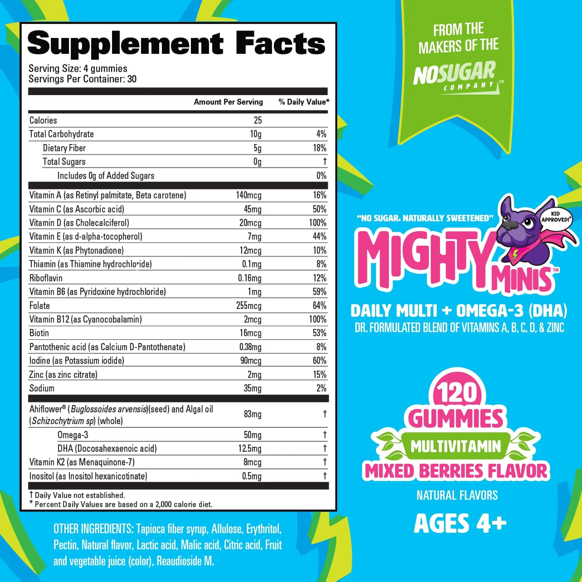 MIGHTY MINIS Slow-Crafted Sugar-Free Kids Multivitamin Gummies with Allulose | Kid-Approved Mixed Berries | for Immunity, Growth, Focus & Mood | MIGHTY MINIS uk supplements