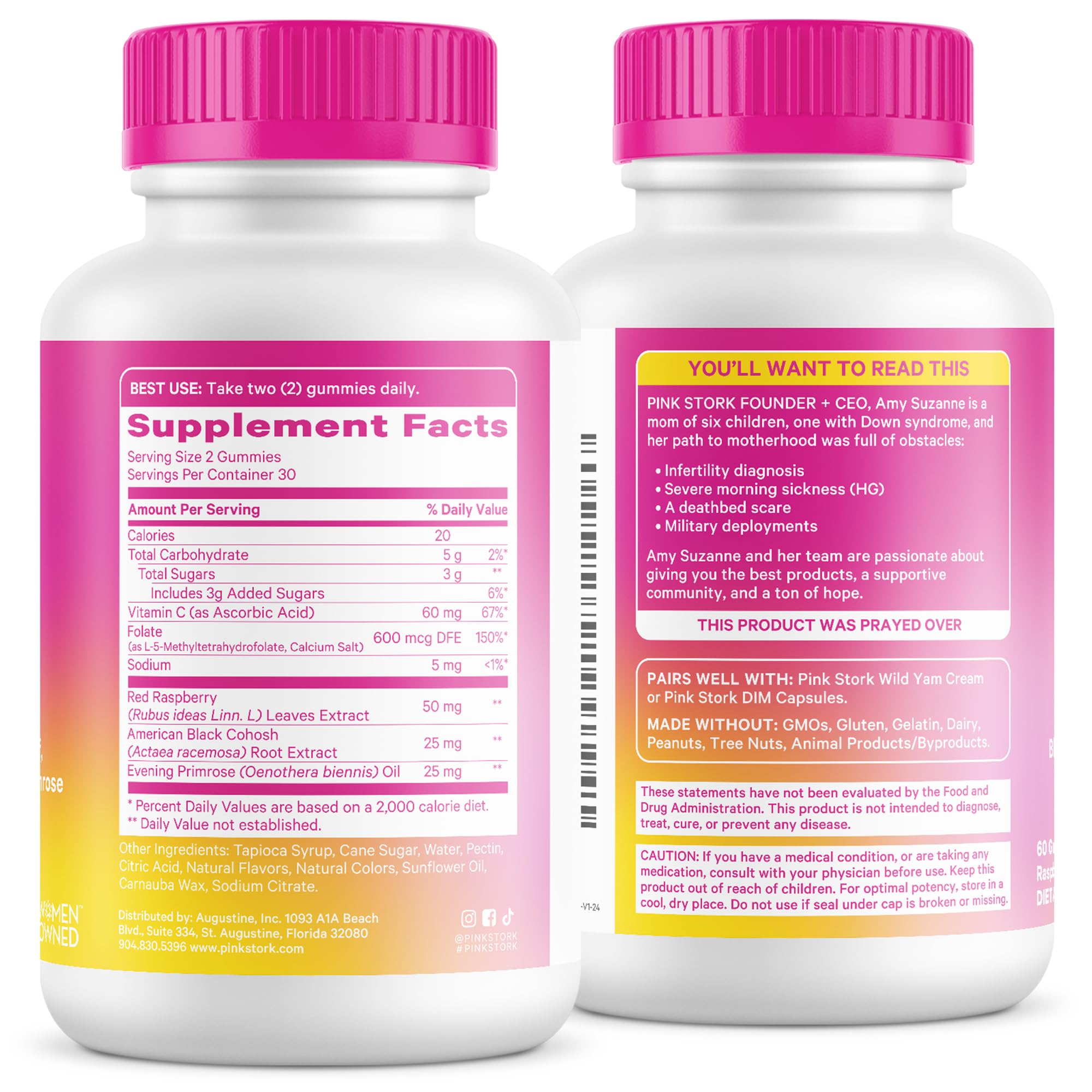 Pink Stork Hormone Balance Gummies for Women – PMS, Menopause & Estrogen Support – Mood, Bloating, Hot Flashes & Energy – Red Raspberry Leaf, Black Cohosh, Primrose – 60 Vegan Gummies Pink Stork uk supplements