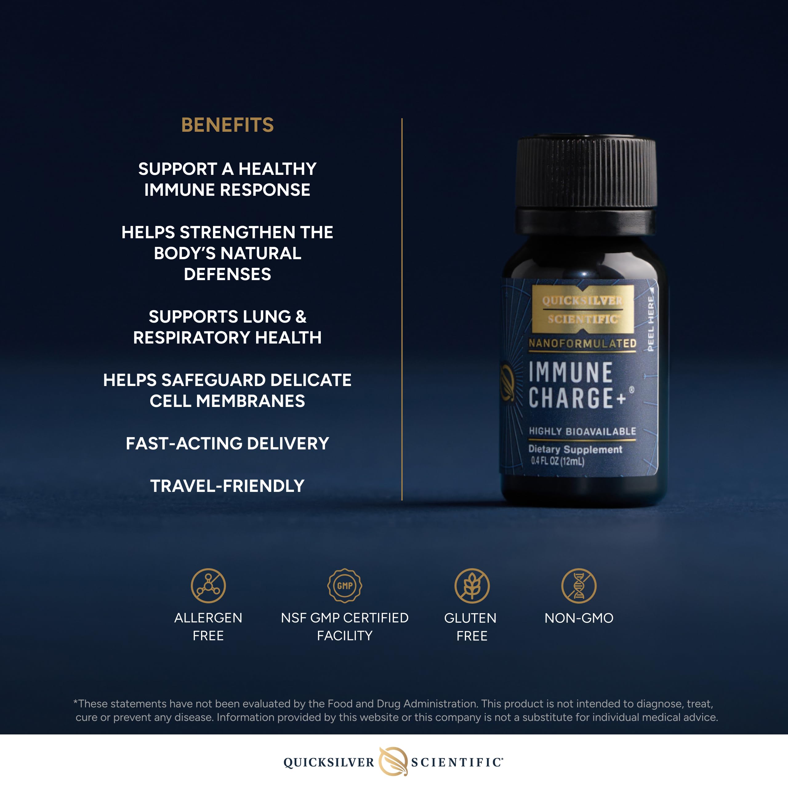 Quicksilver Scientific Immune Charge+ - Portable Wellness with Elderberry, Vitamin C, E, K1, K2, 10,000 IU Vitamin D for Optimal Immune System Support (12 Single Serving Shots) Quicksilver Scientific uk supplements