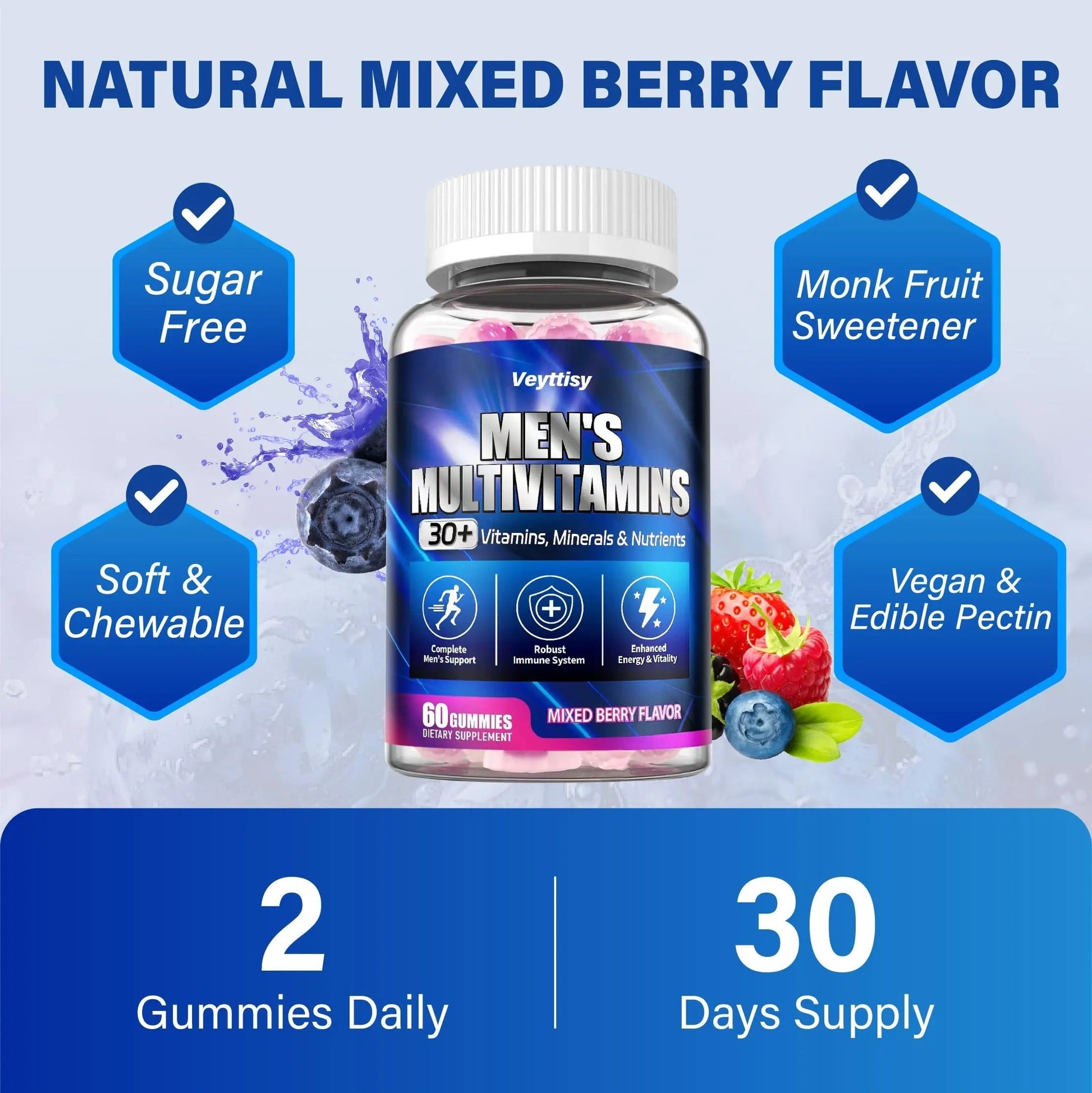 Methylated Multivitamin Gummies for Men - Mens Multivitanins Gummy with Vitamins A C D K E, Methylated Folate, B Complex Veyttisy uk supplements