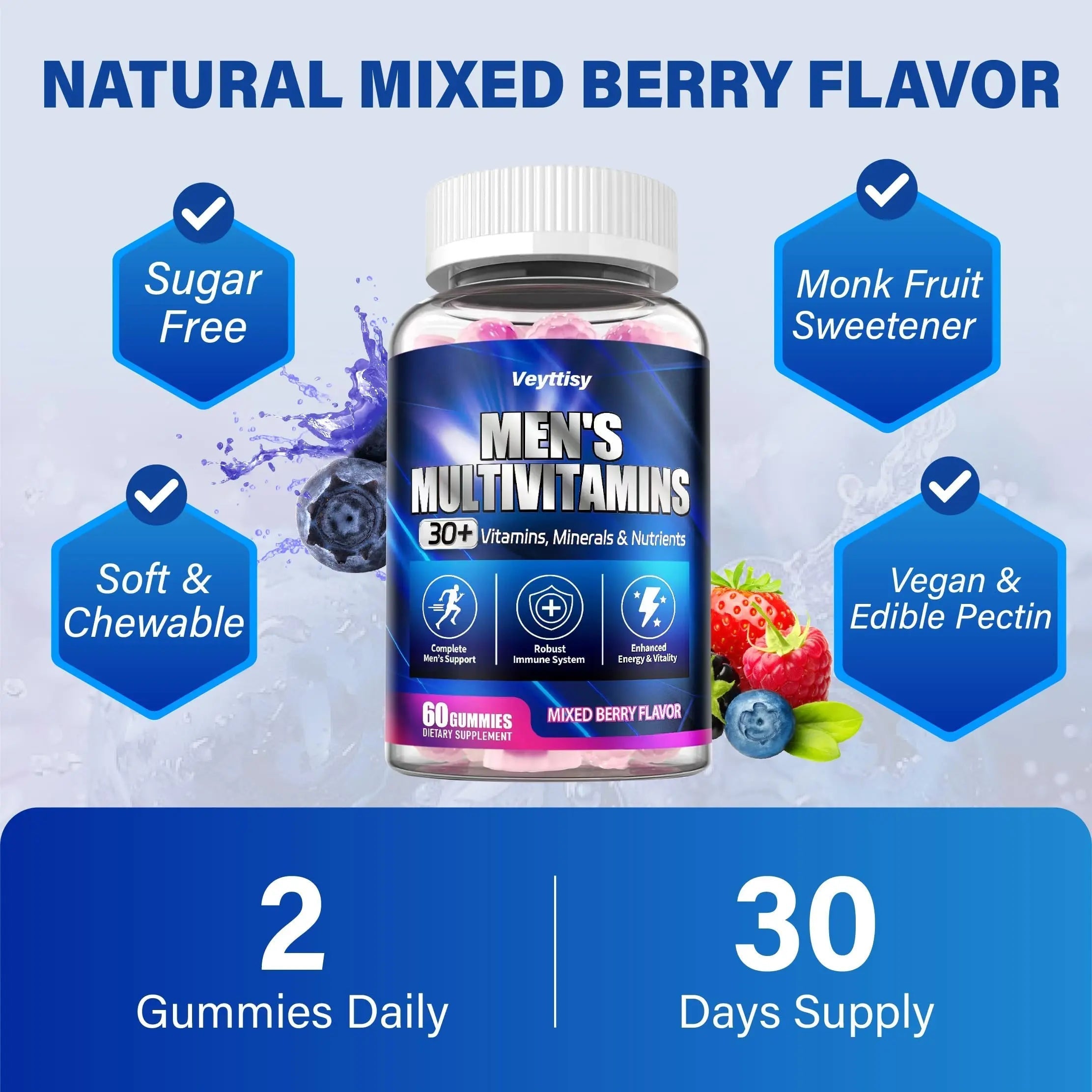 Methylated Multivitamin Gummies for Men - Mens Multivitanins Gummy with Vitamins A C D K E, Methylated Folate, B Complex Veyttisy uk supplements