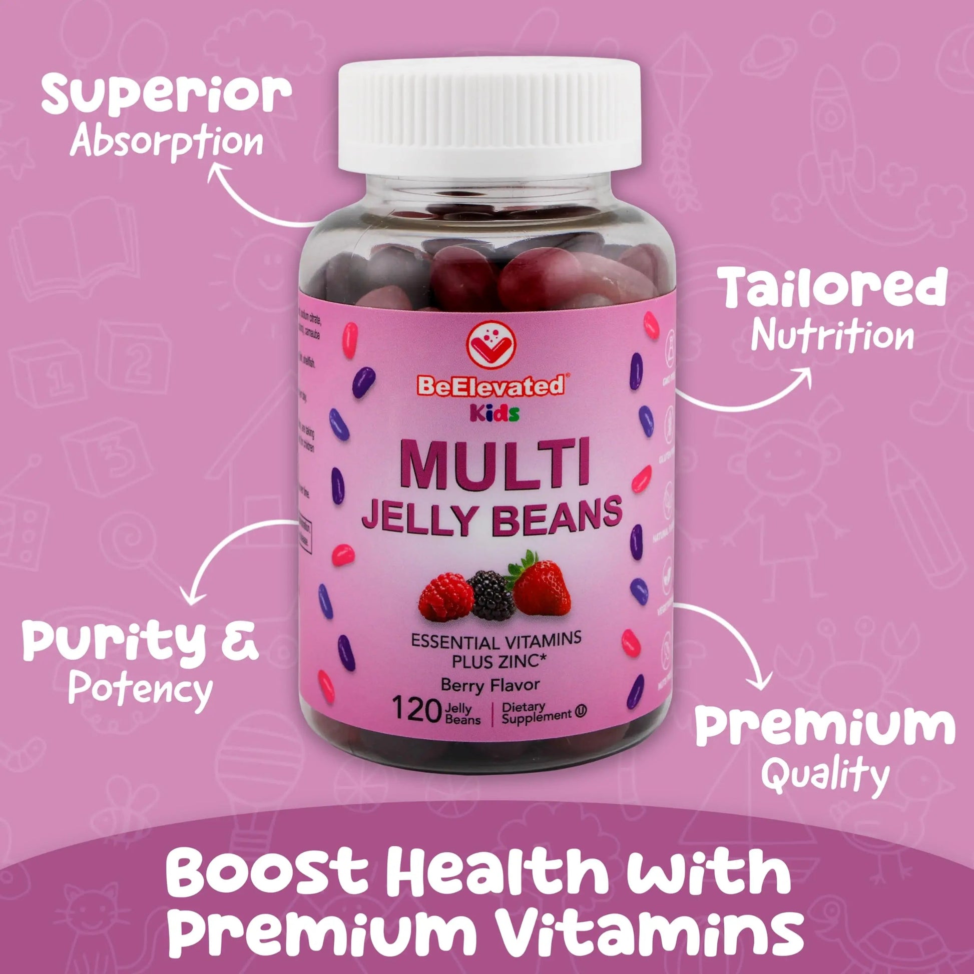 BeElevated Kids Multivitamin Gummies – Tasty Berry-Flavored Zinc Gummies for Children & Adults – Vegetarian, Gluten-Free BeElevated uk supplements
