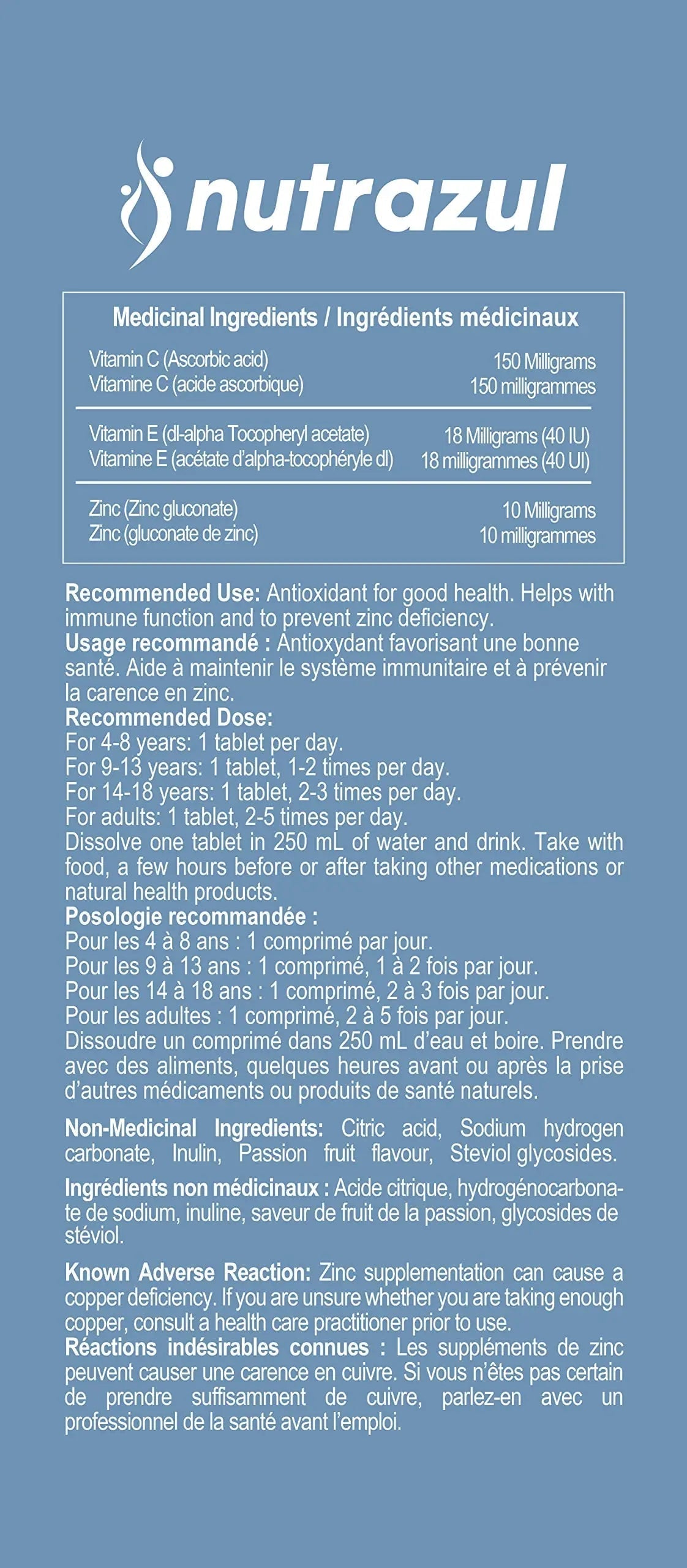nutrazul Immune+ Effervescent Tablets | Vitamin C and Zinc with Vitamin E | 20 Tablets | Immune Support for Adults & Kids nutrazul uk supplements