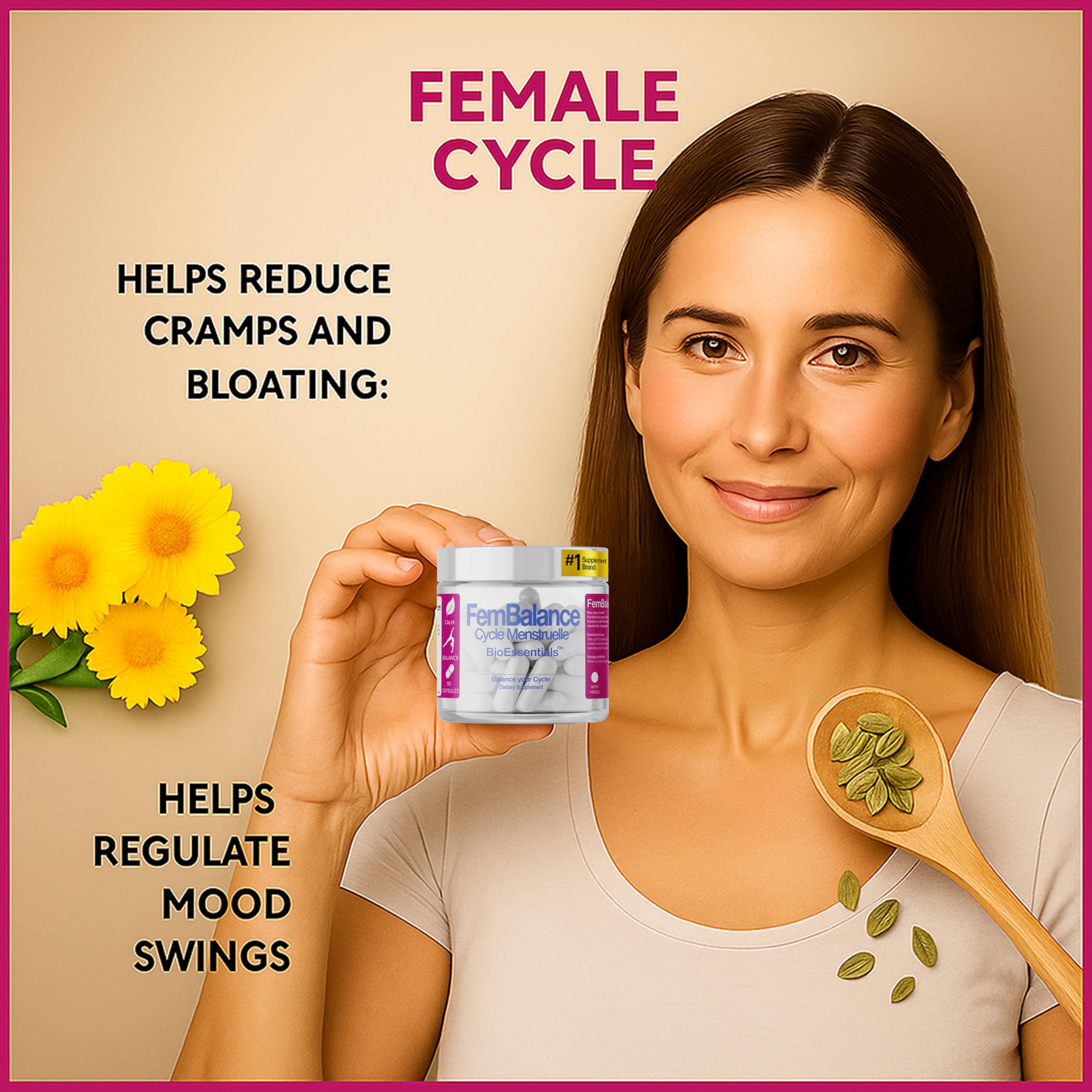 BioEssentials FemBalance® – Women’s Hormone Balance Supplement for PMS Support & Menstrual Cramp Relief - Ashwagandha, Magnesium & Chamomile for Hormonal Balance, Mood & Energy – 90 Vegan Capsules BioEssentials uk supplements