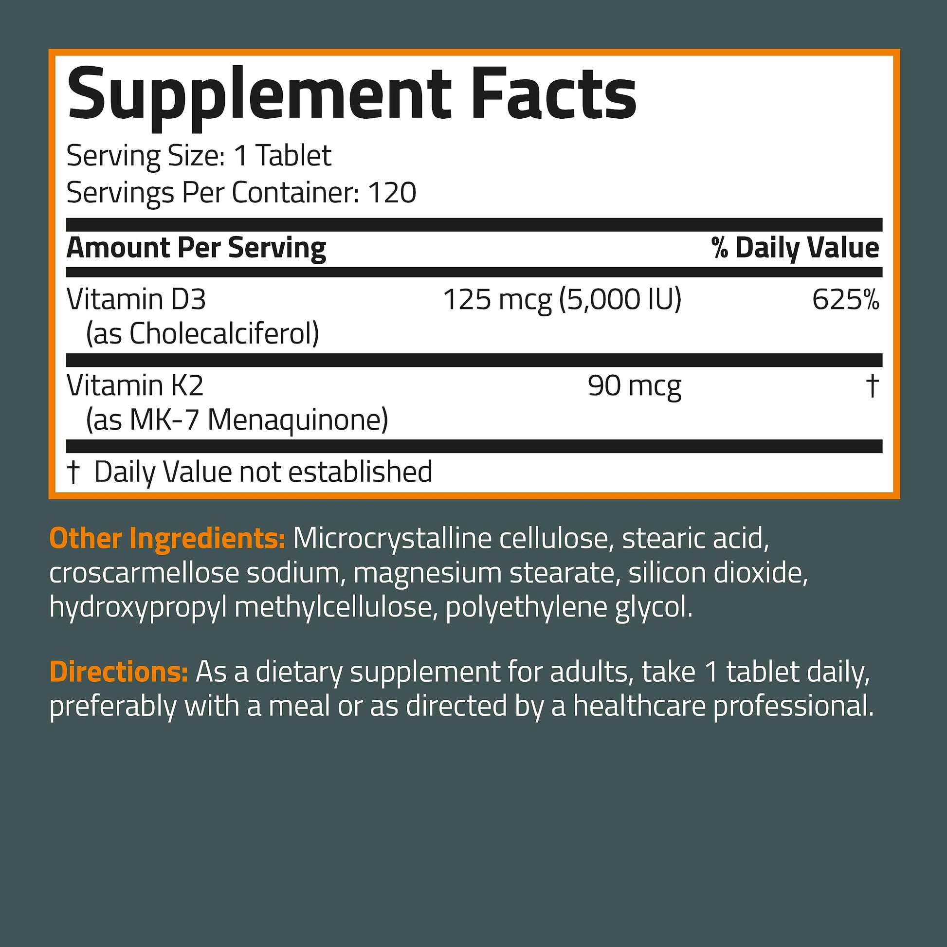 Bronson Basics Vitamin K2 D3 (MK7) Supplement Non-GMO Formula 5000IU (125 mcg) Bronson uk supplements