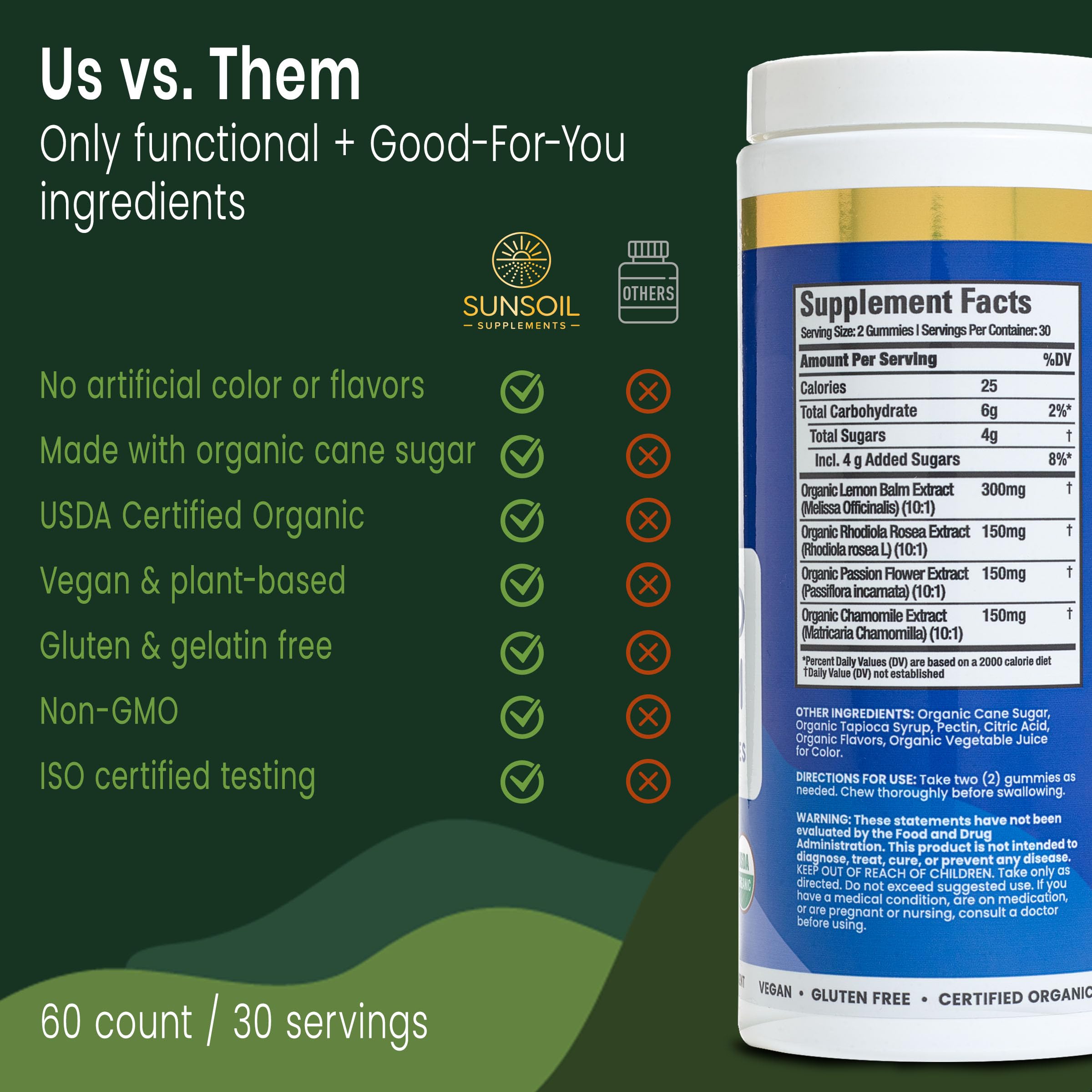 Sunsoil A World of Calm Organic Gummies, USDA Certified Organic, No Glucose, Vegan, Gluten-Free, Plant-Based Sunsoil Supplements uk supplements