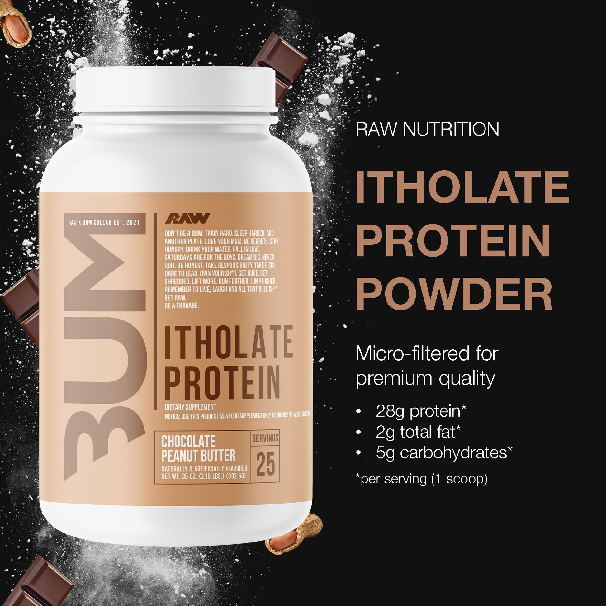 RAW Whey Isolate Protein Powder, Chocolate Peanut Butter (CBUM Itholate) - 100% Grass RAW uk supplements
