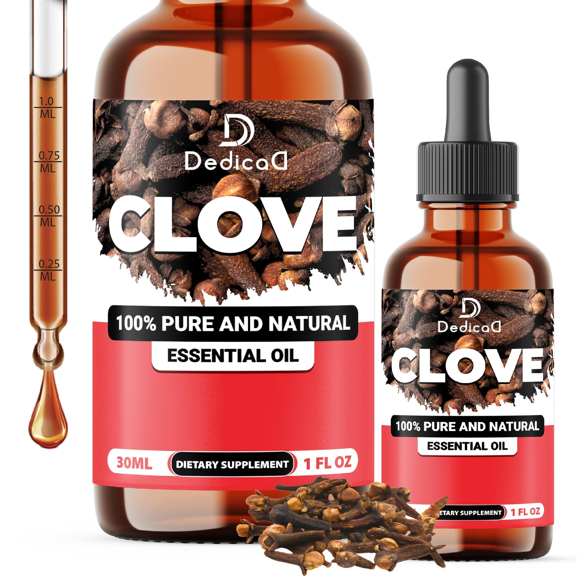 DEDICAD - 1 FL Oz - 30ml - Clove Essential Oil Supplement – for Toothache, Oral Care, Skin & Hair – Clove Oil Organic DEDICAD uk supplements