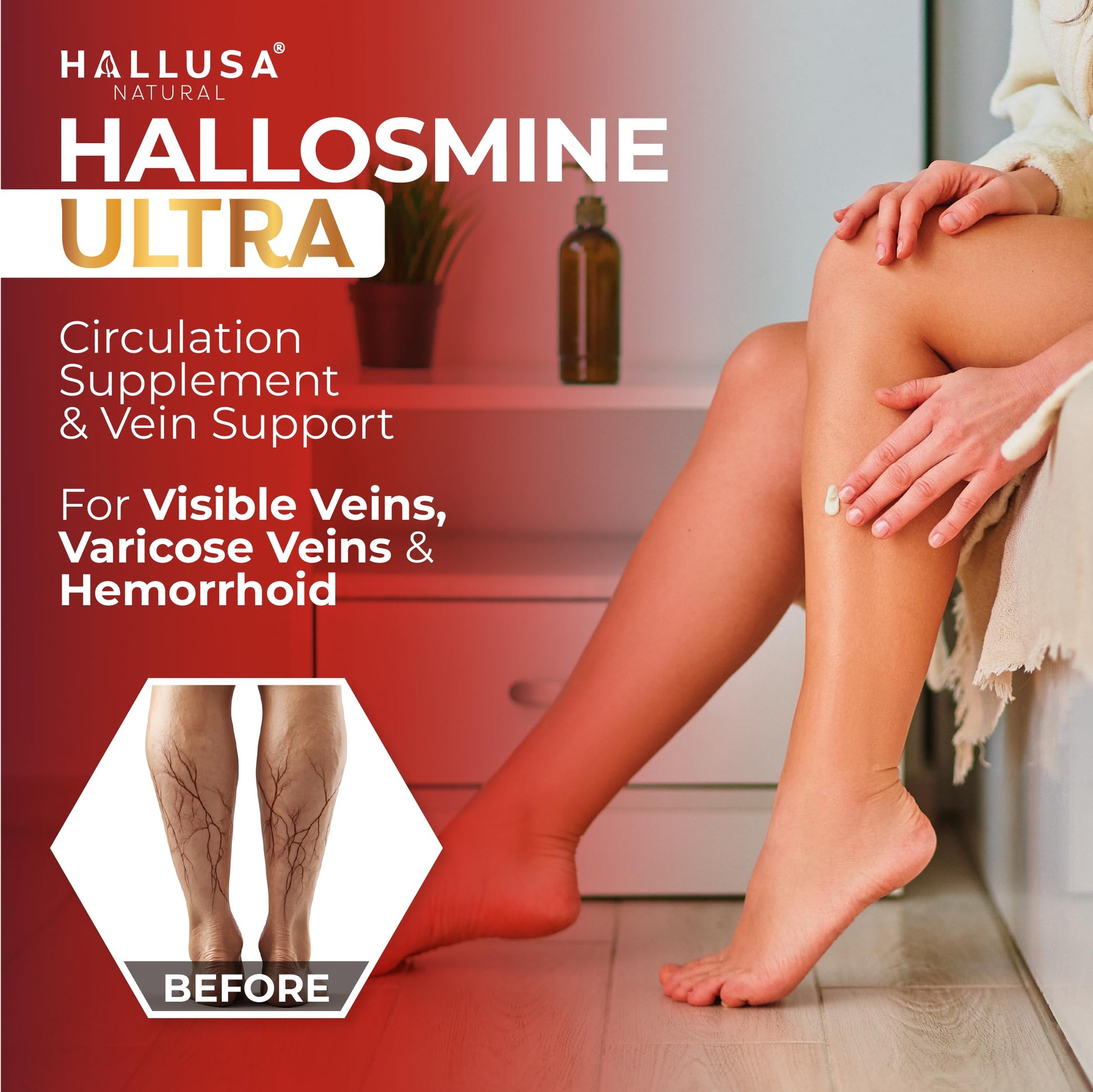 Hallusa Natural Hallosmine Ultra Diosmin 500mg & Hesperidin 150mg – Heavy Legs, Swelling & Vein - Blood Circulation Supplements, 60 Caps Hallusa Natural uk supplements