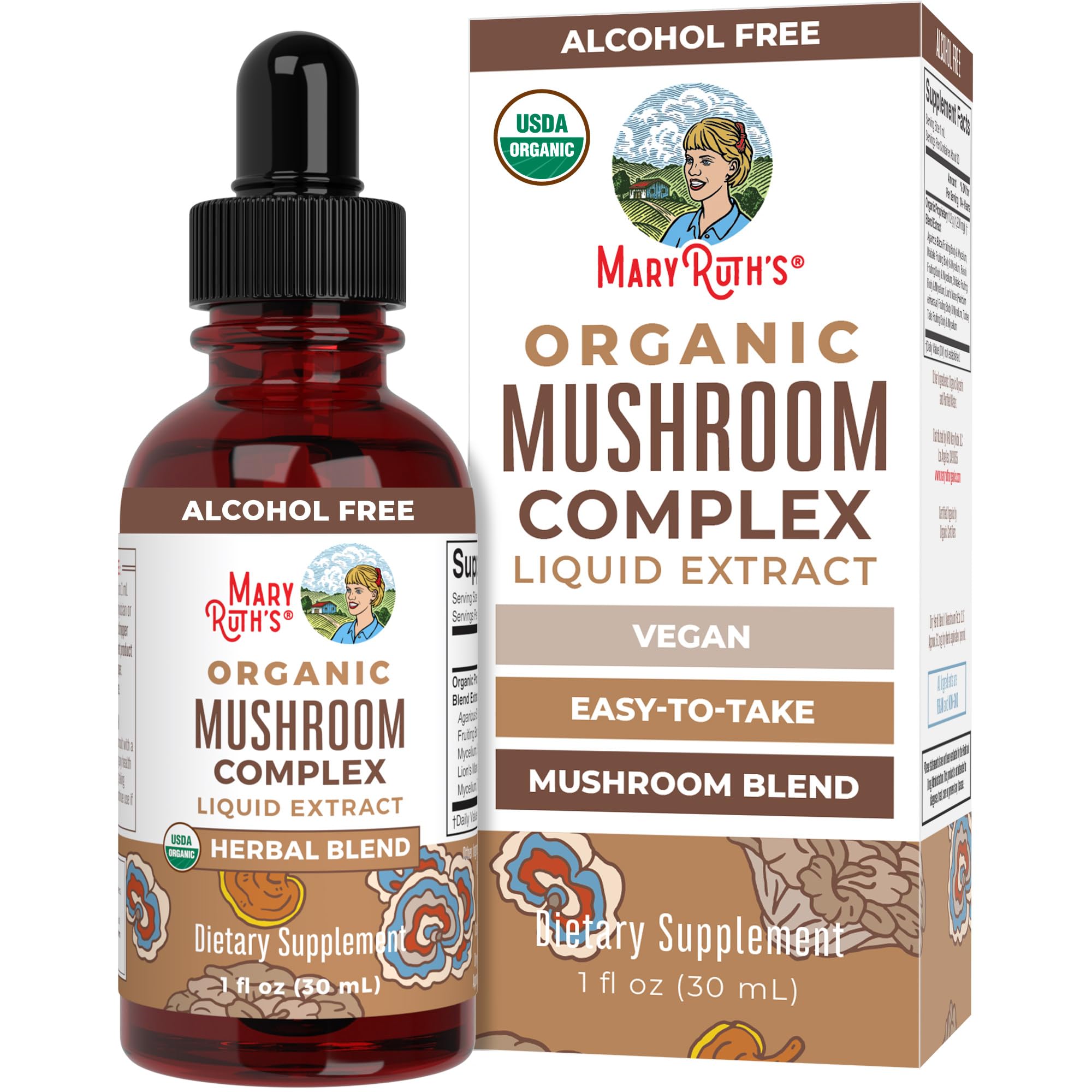 MaryRuth's Mushroom Complex | Lion's Mane | Turkey Tail | Reishi Mushroom | Shiitake Mushrooms | Alcohol Free | Mushroom Blend | Organic | Non-GMO | Vegan | 30 Servings MARYRUTH'S uk supplements