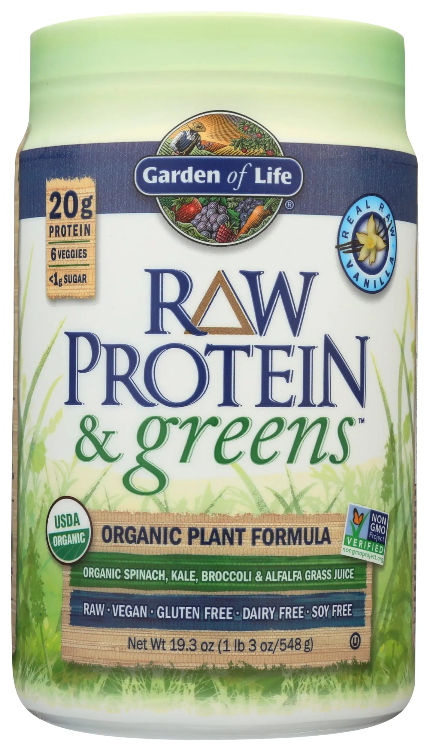 Garden of Life Raw Protein & Greens Vanilla Protein Powder – 20g Plant Based Greens Powder, Probiotics & Enzymes, Post-Workout Recovery, Vegan, Gluten-Free, Non-GMO, 20 Servings Garden of Life uk supplements