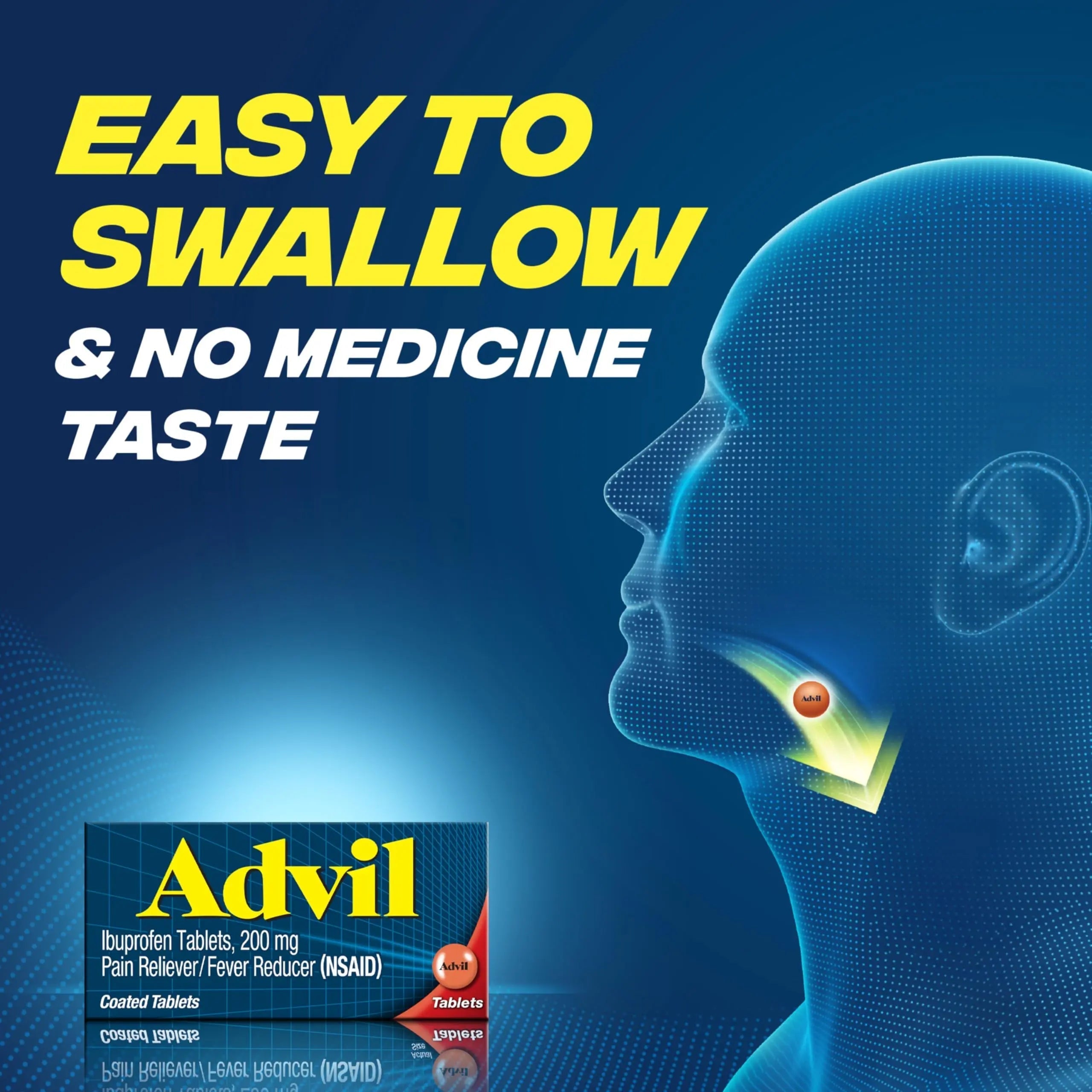 Advil Pain Reliever and Fever Reducer, Pain Relief Medicine with Ibuprofen 200mg for Headache, Backache, Menstrual Pain and Joint Pain Relief - 50x2 Coated Tablets Advil uk supplements