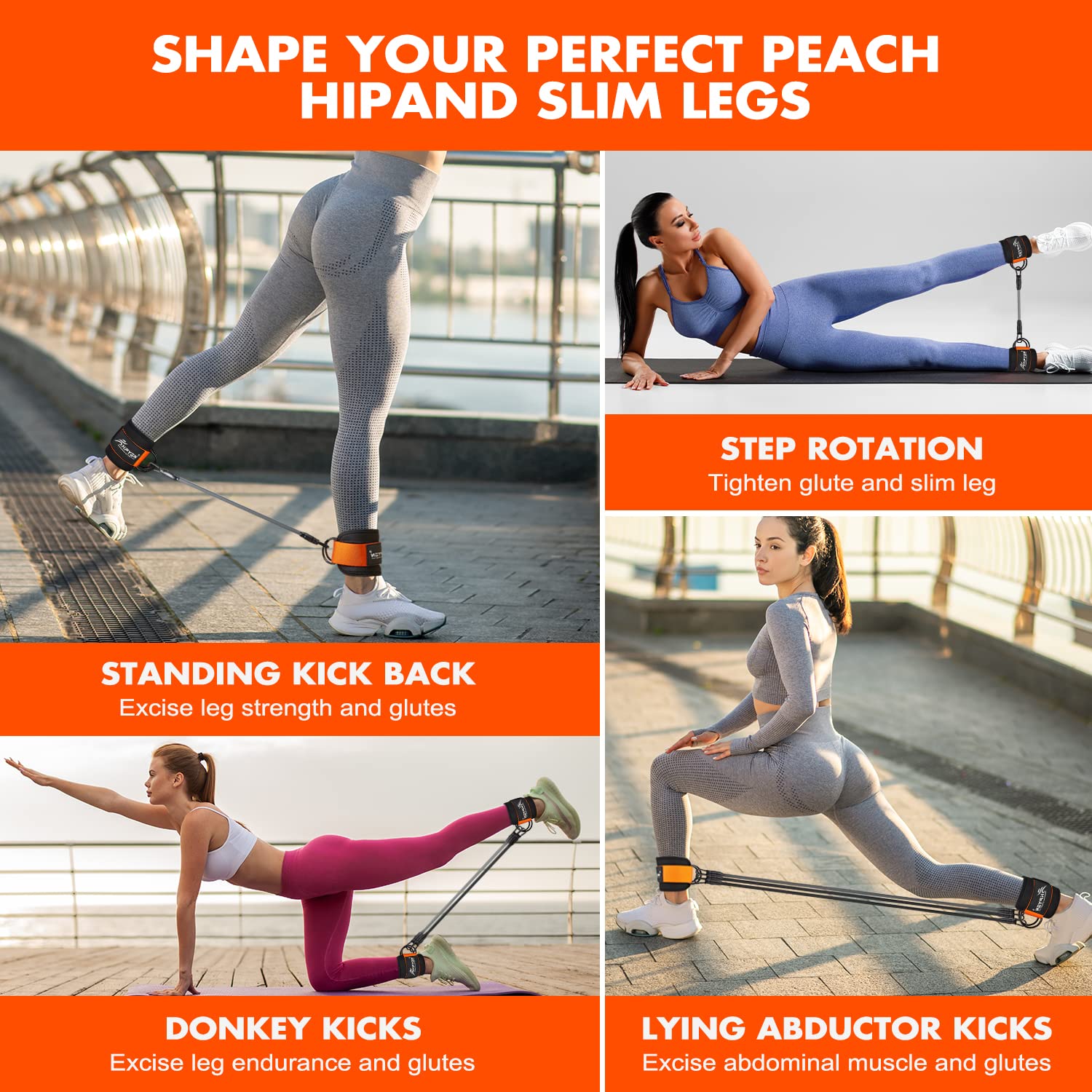 Ankle Resistance Bands with Cuffs for Leg and Glute Training - Exercise Equipment HPYGN uk supplements
